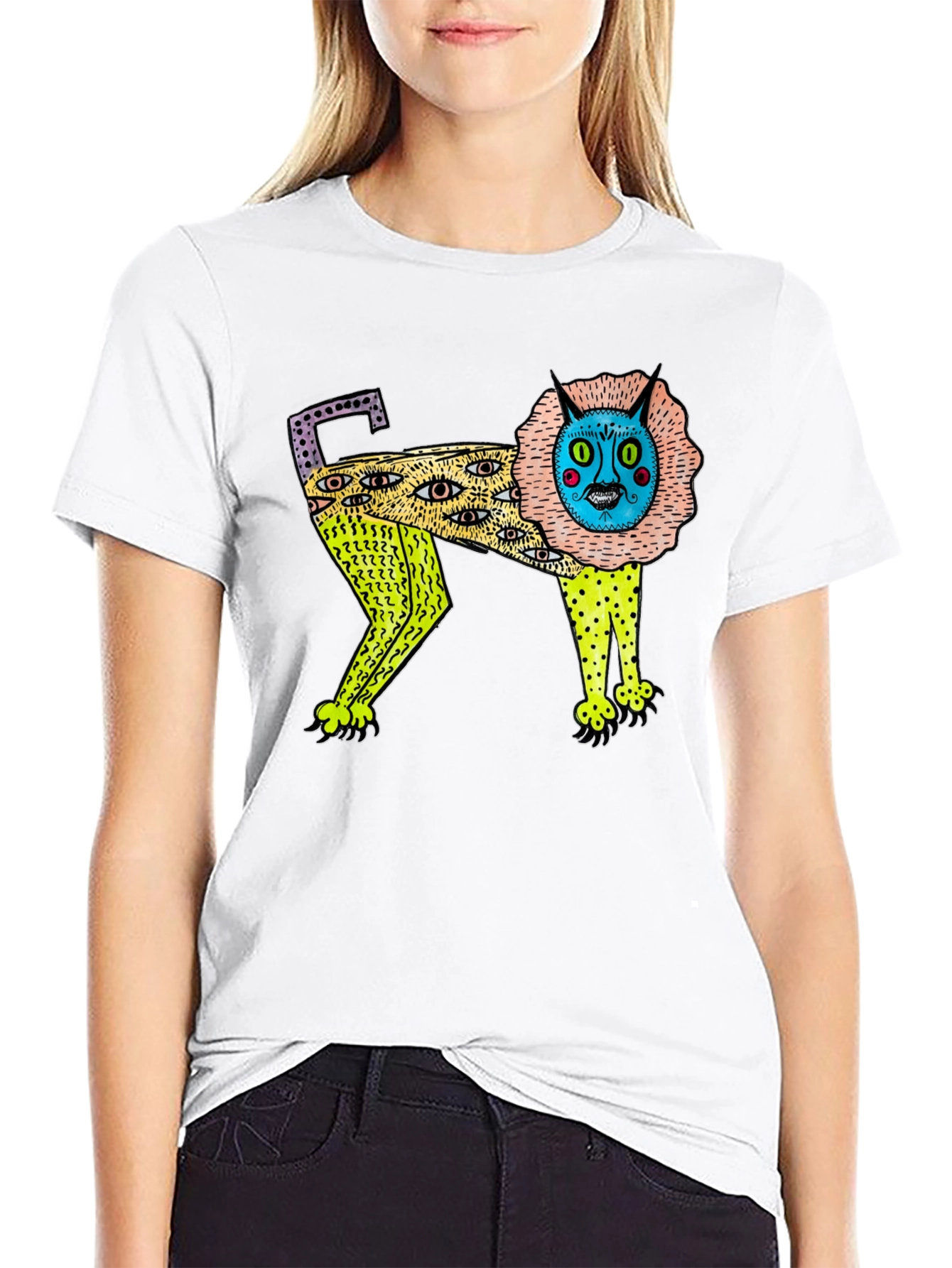 Abstract Lion Graphic Print T-Shirt