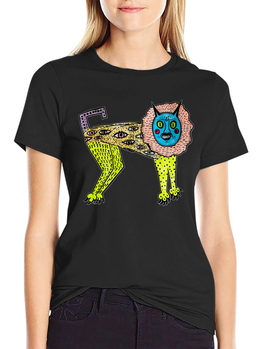 Abstract Lion Graphic Print T-Shirt