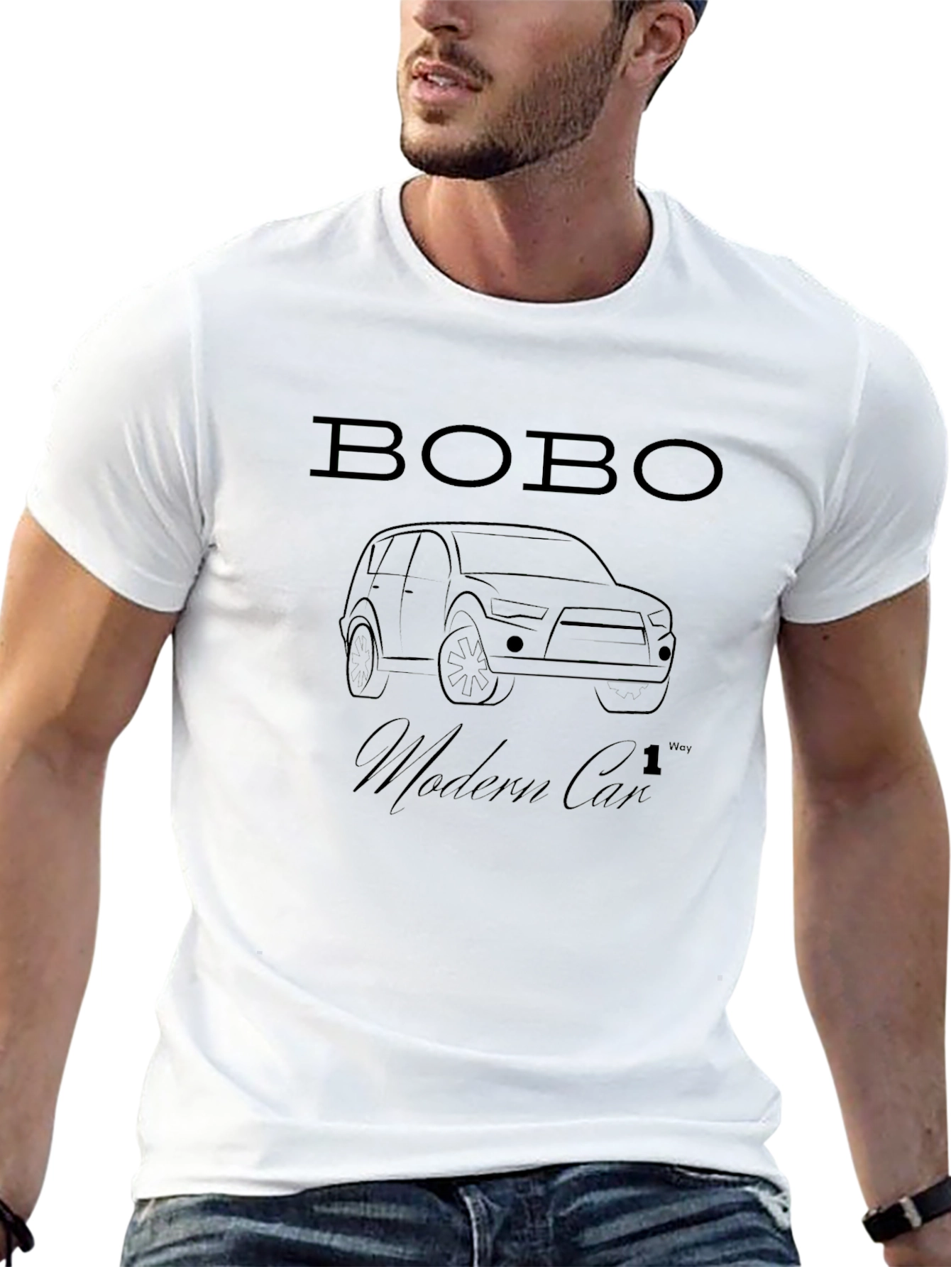 Mens Black Bobo Modern Car Graphic T-Shirt