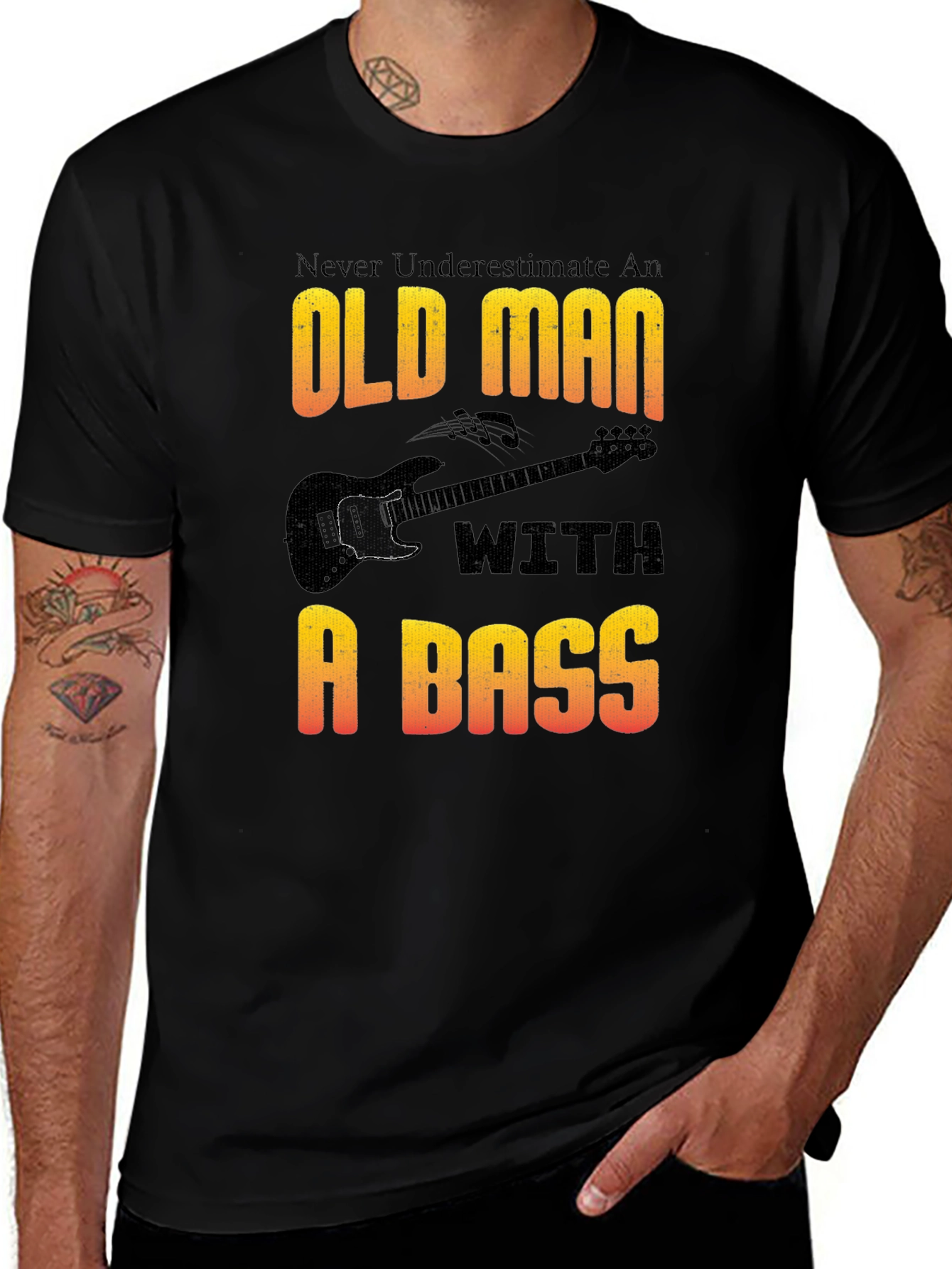 Old Man With a Bass T-Shirt - Musician Gift