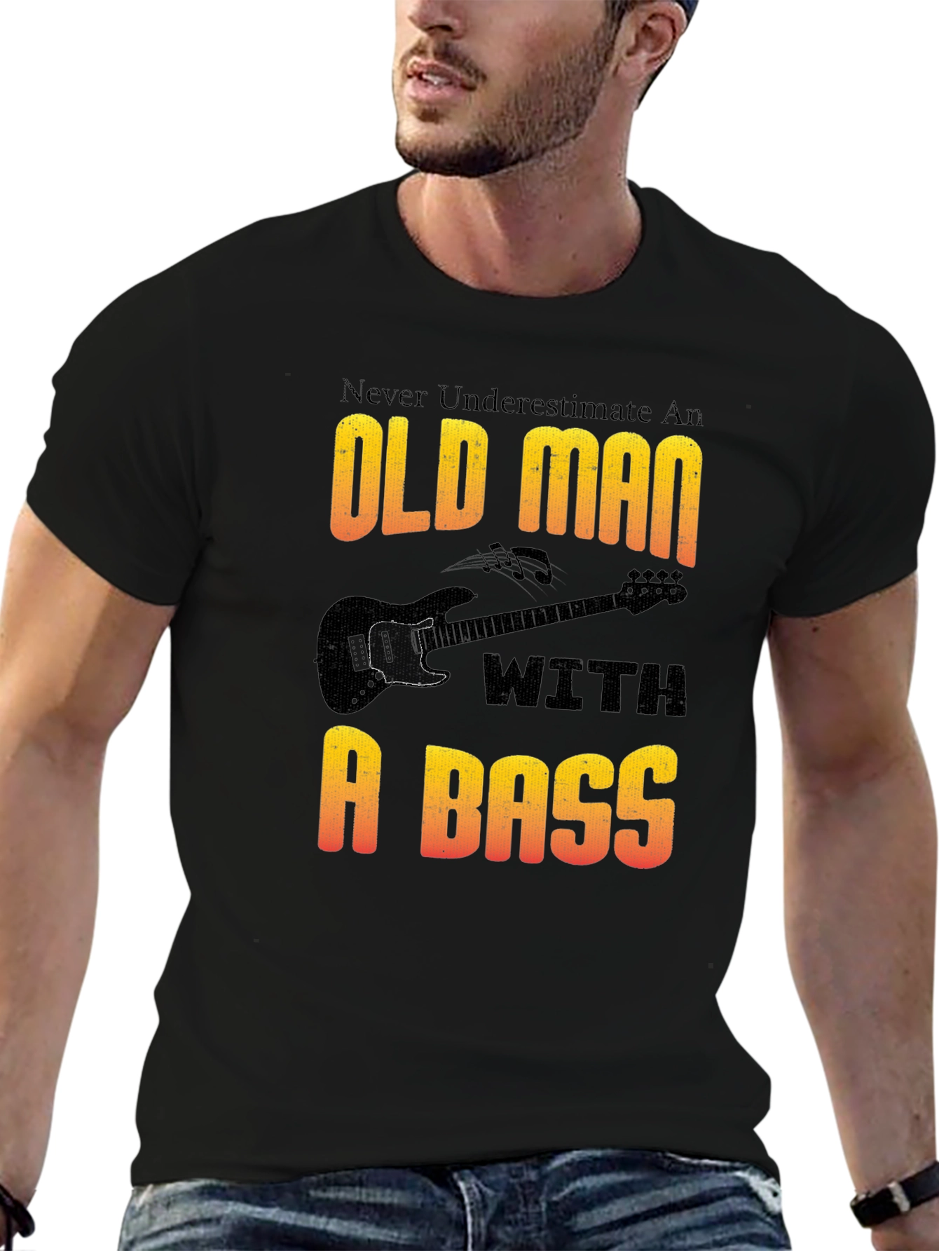 Old Man With a Bass T-Shirt - Musician Gift