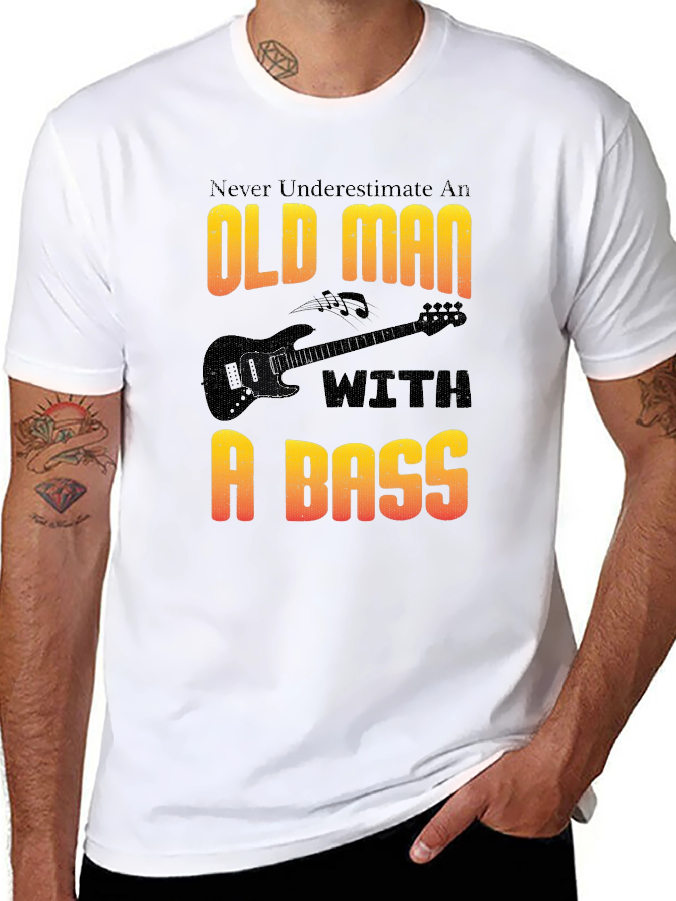 Old Man With a Bass T-Shirt - Musician Gift