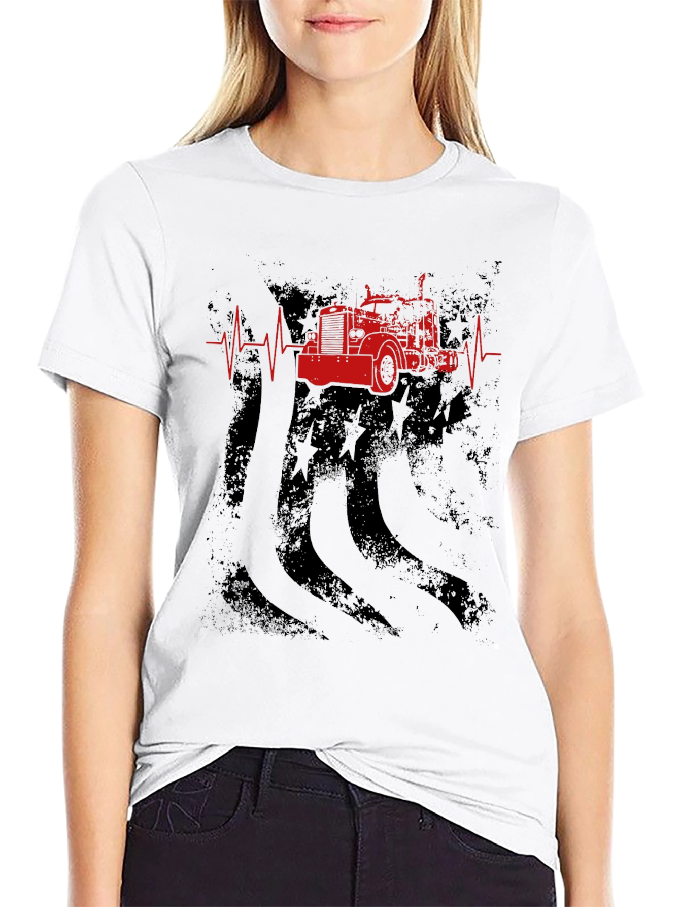 Trucker Heartbeat Graphic T-Shirt
