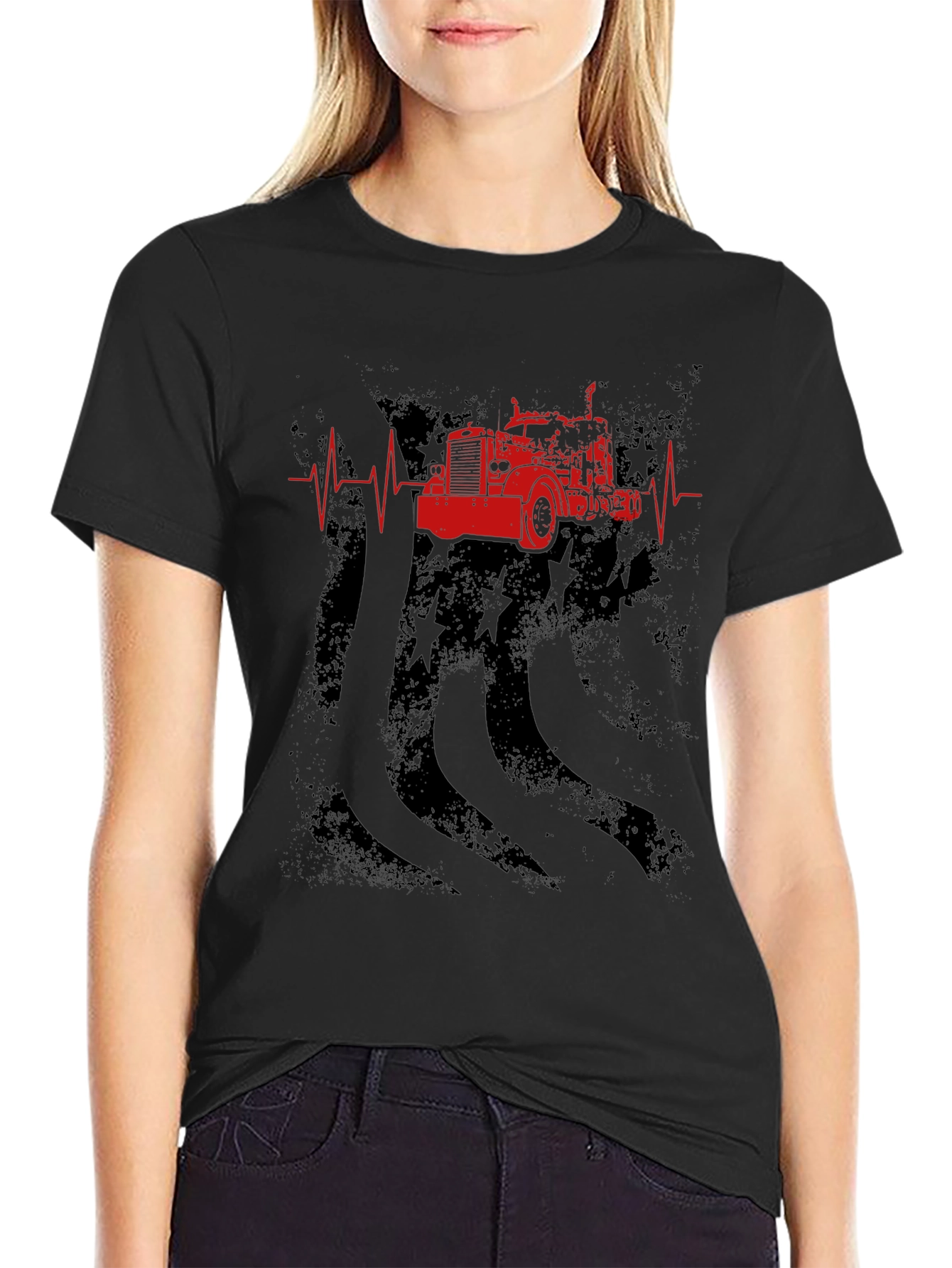 Trucker Heartbeat Graphic T-Shirt