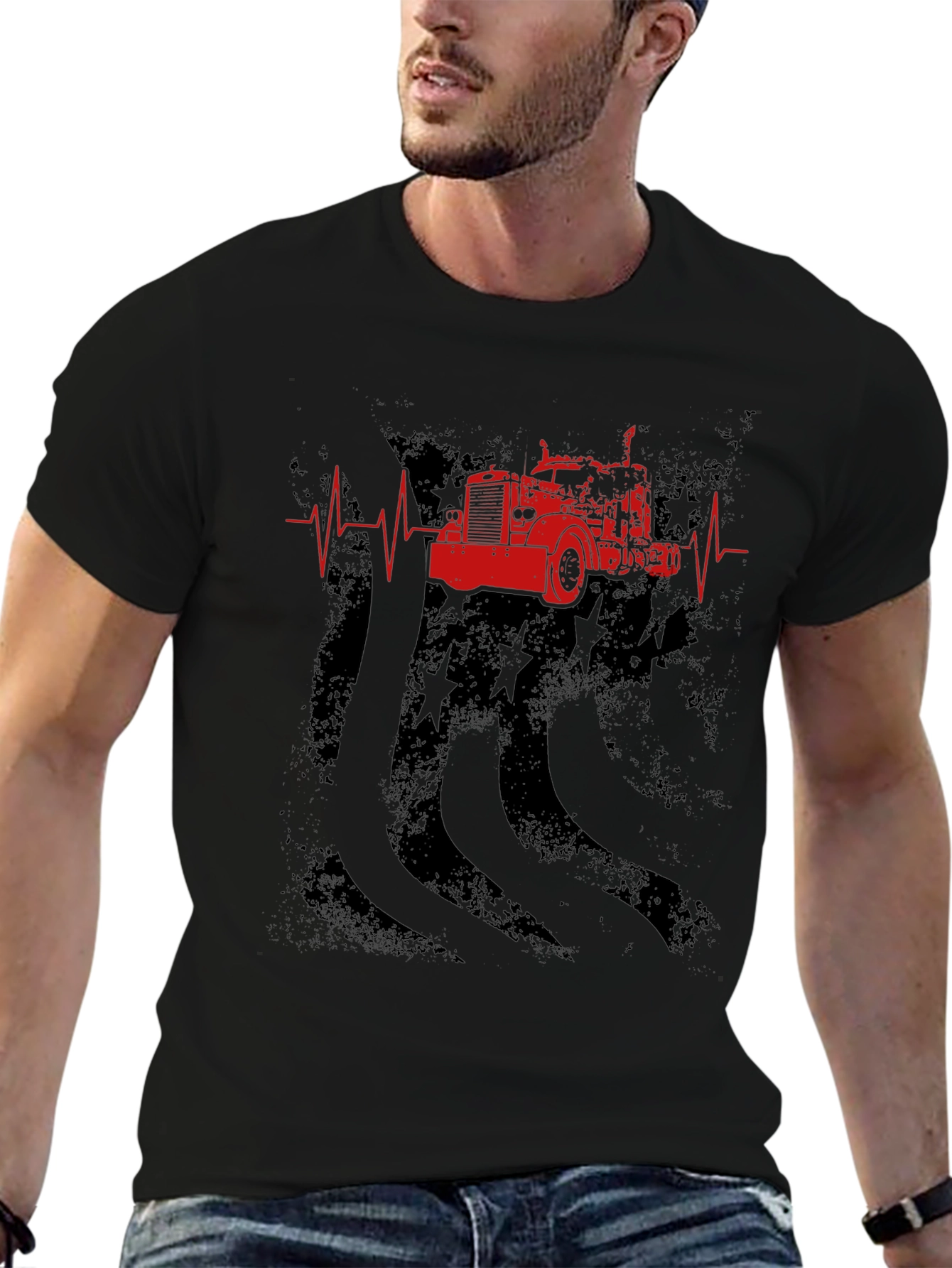 Trucker Heartbeat Graphic T-Shirt