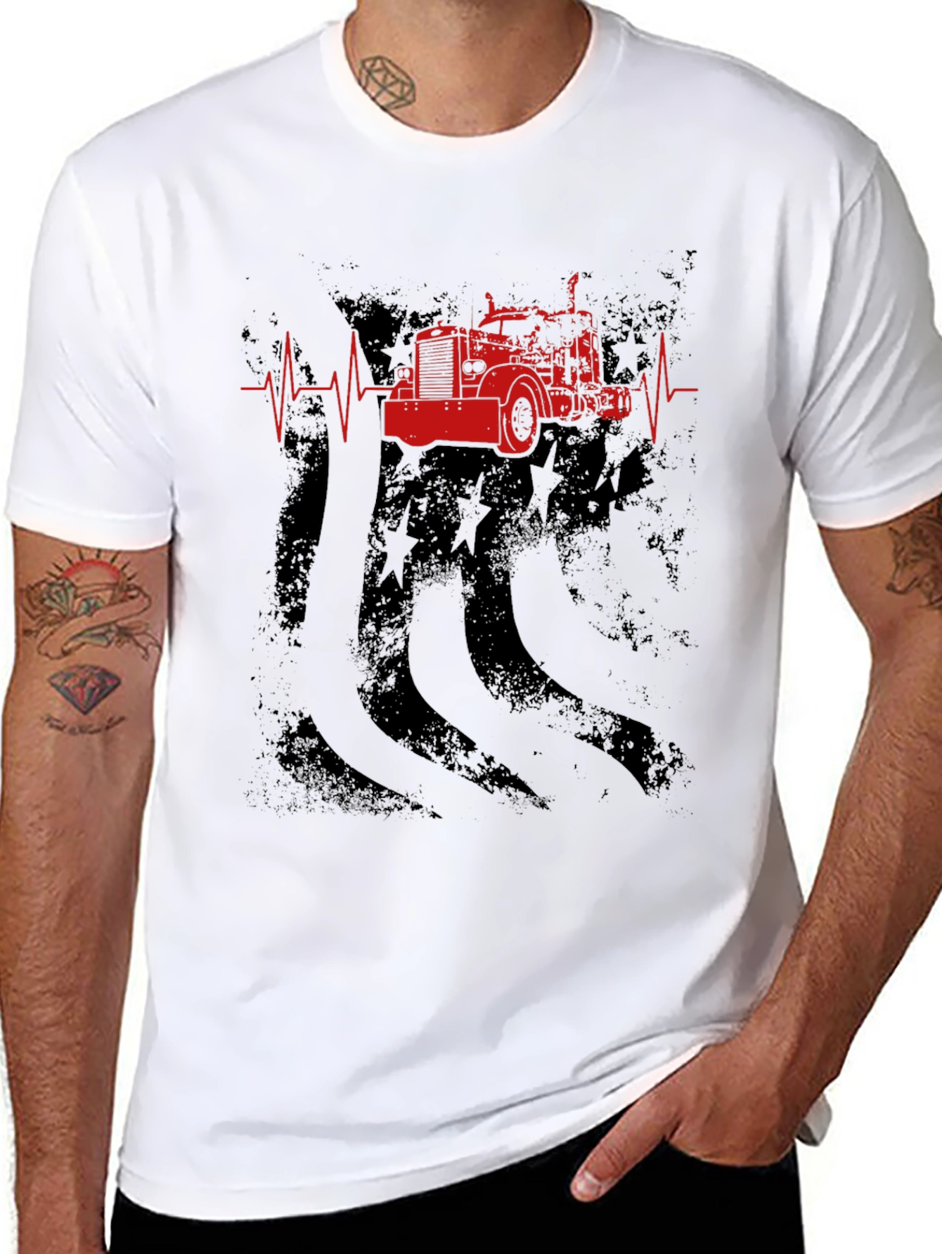 Trucker Heartbeat Graphic T-Shirt