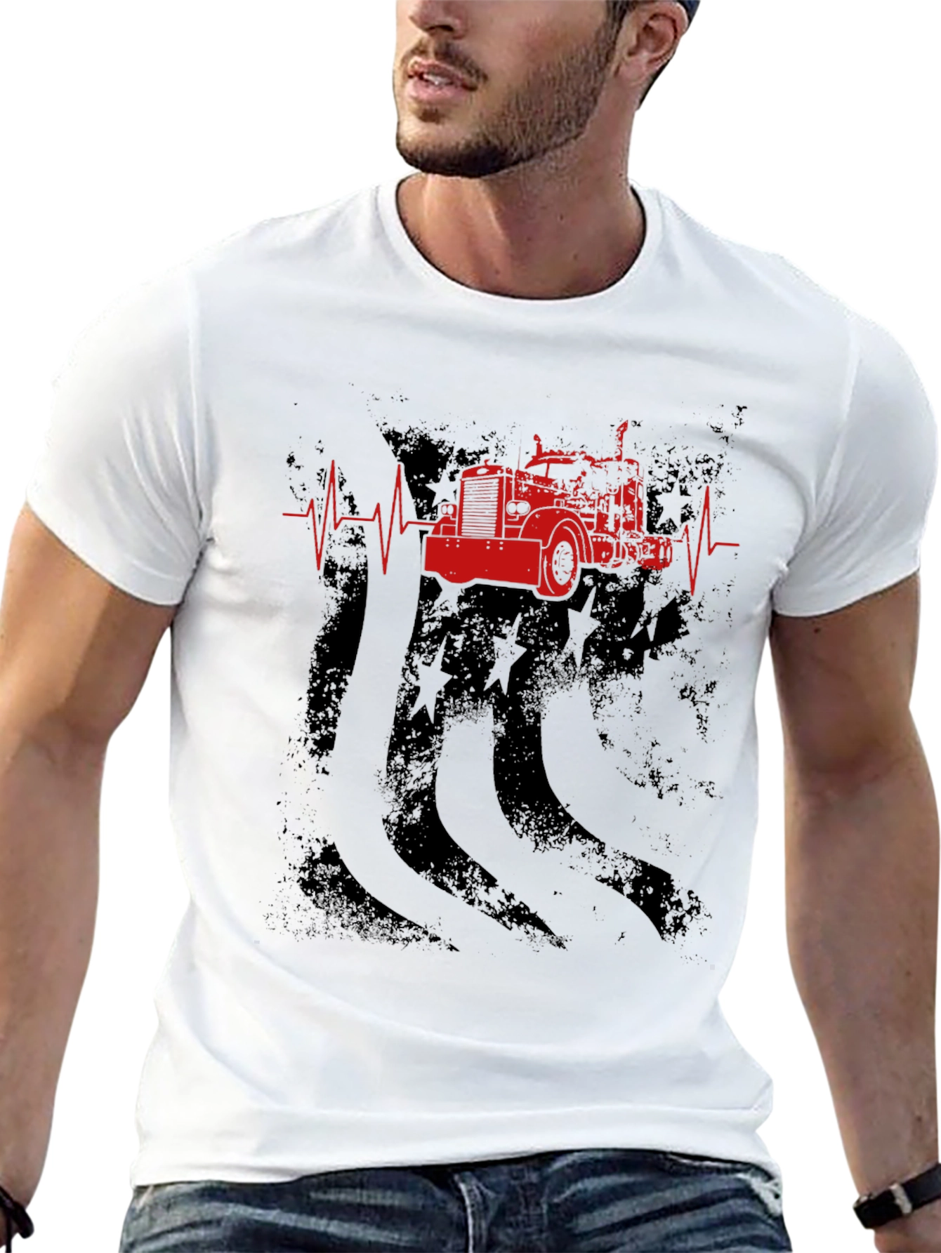 Trucker Heartbeat Graphic T-Shirt