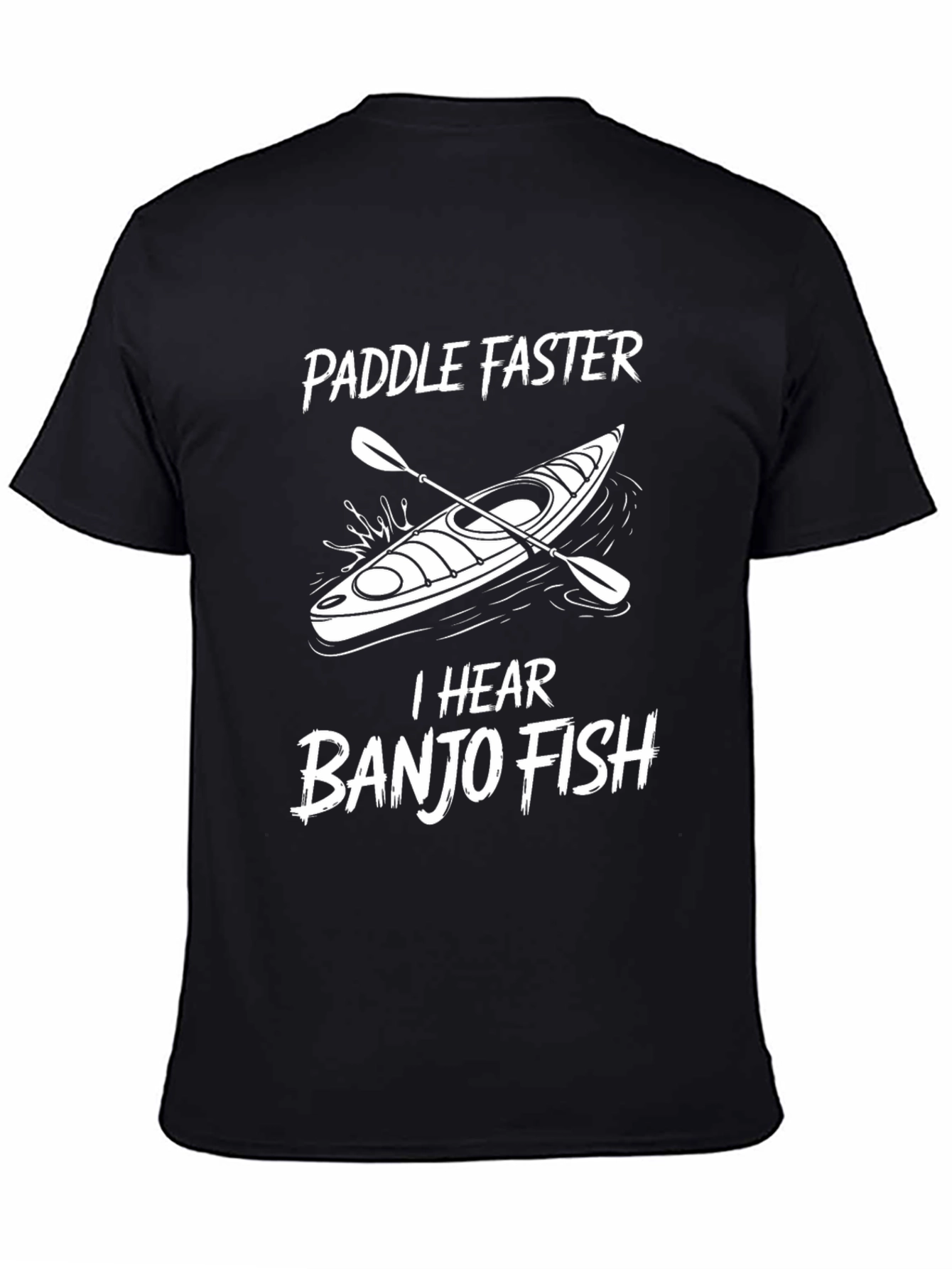 Paddle Faster Banjo Fish Graphic T-Shirt