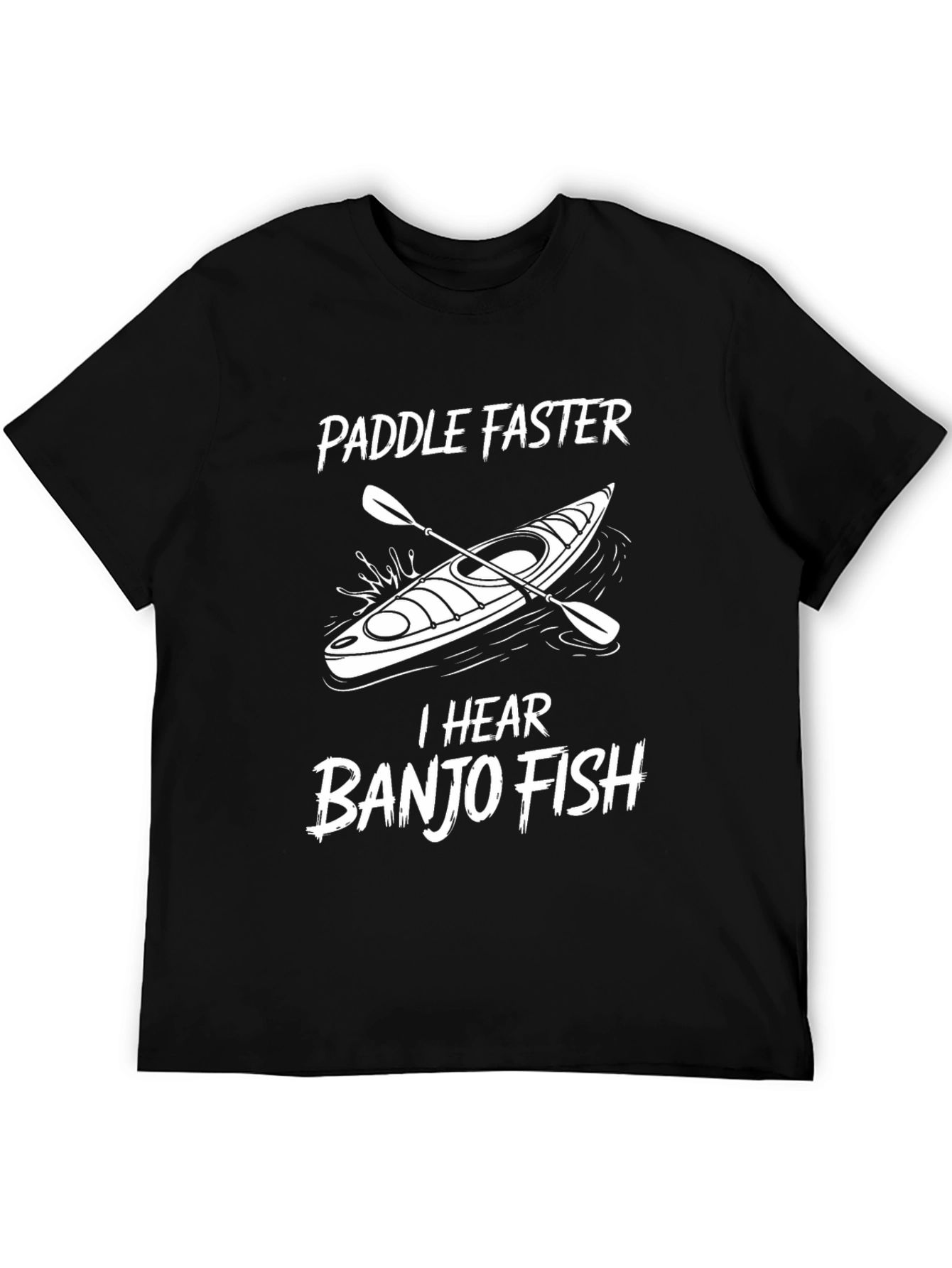 Paddle Faster Banjo Fish Graphic T-Shirt