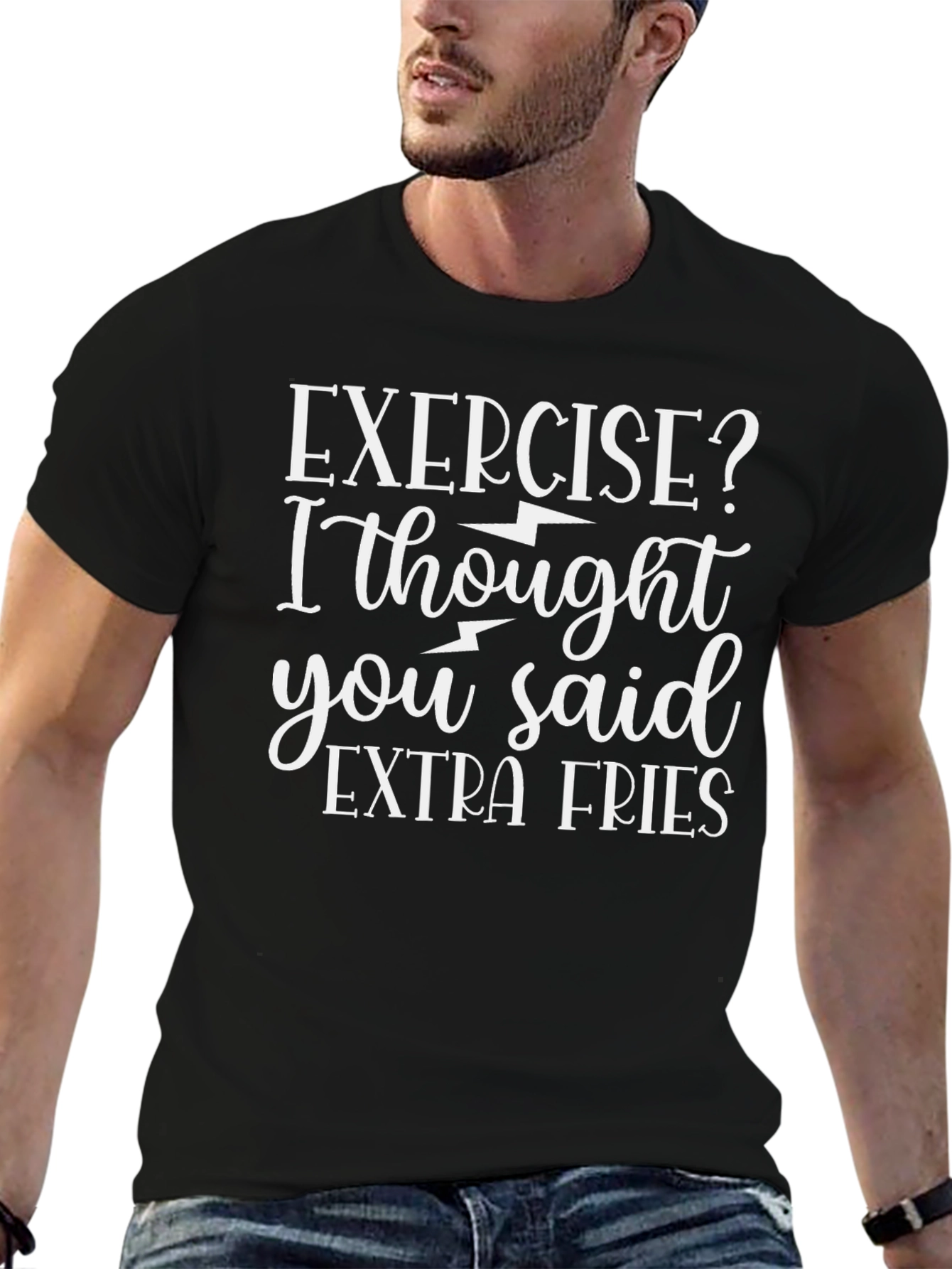 Exercise? Extra Fries T-Shirt - Funny Novelty Tee