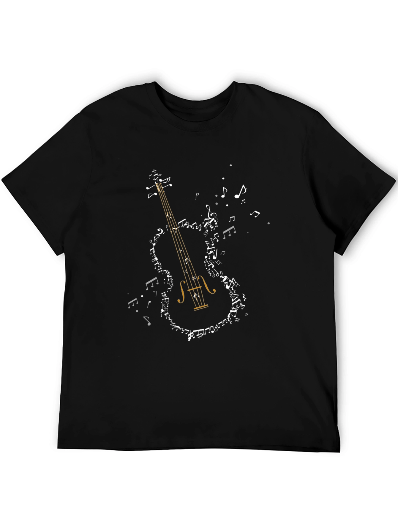 Musical Violin Graphic Tee - Black Cotton T-Shirt