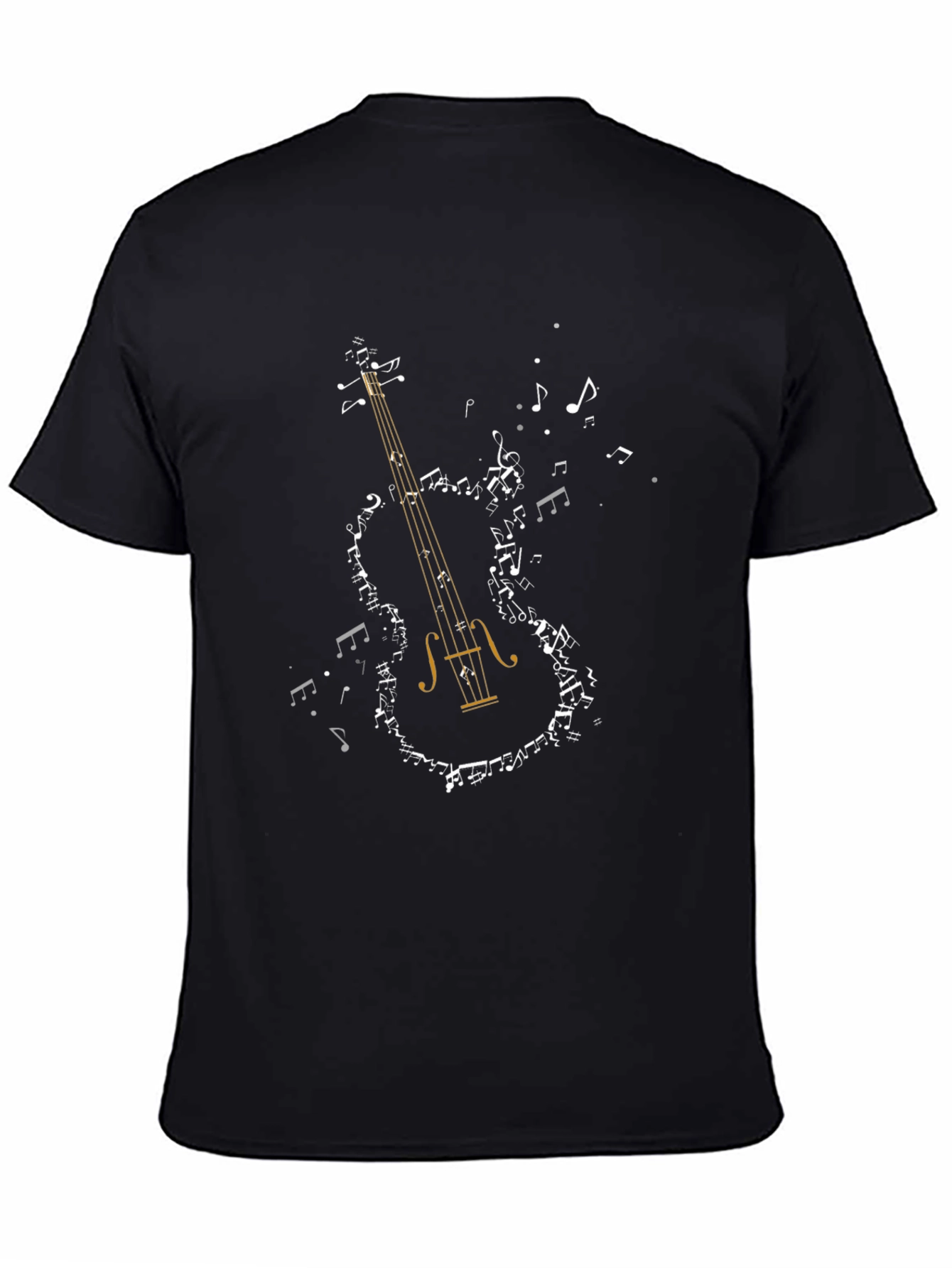 Musical Violin Graphic Tee - Black Cotton T-Shirt