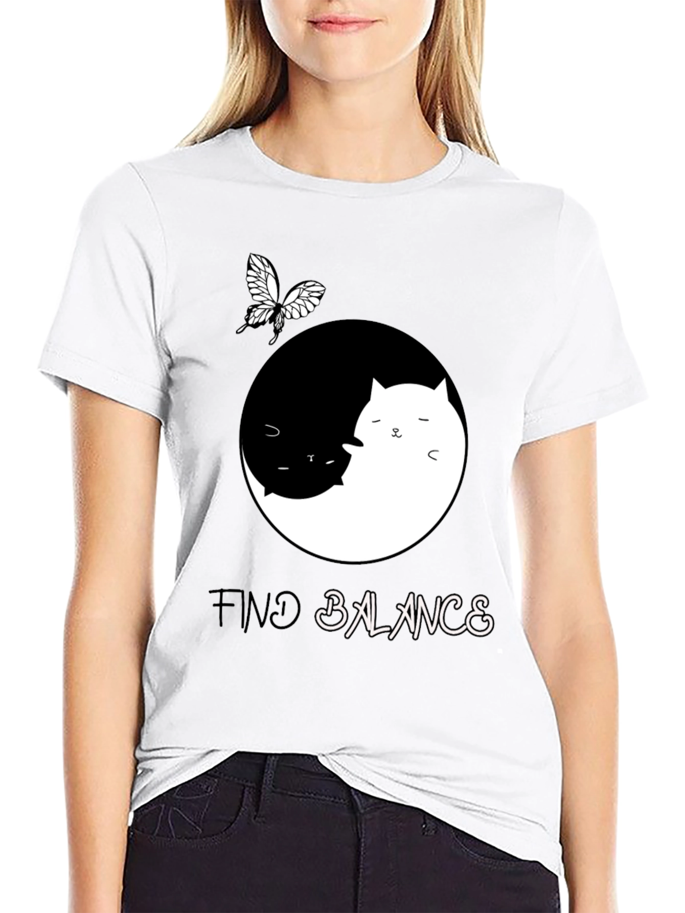Yin Yang Cat Balance T-Shirt