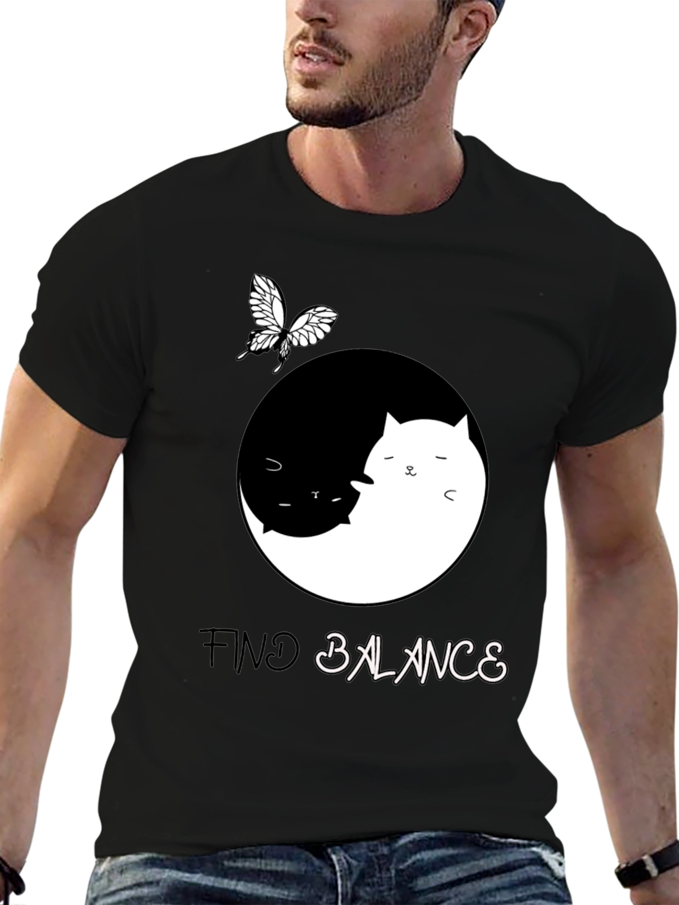 Yin Yang Cat Balance T-Shirt