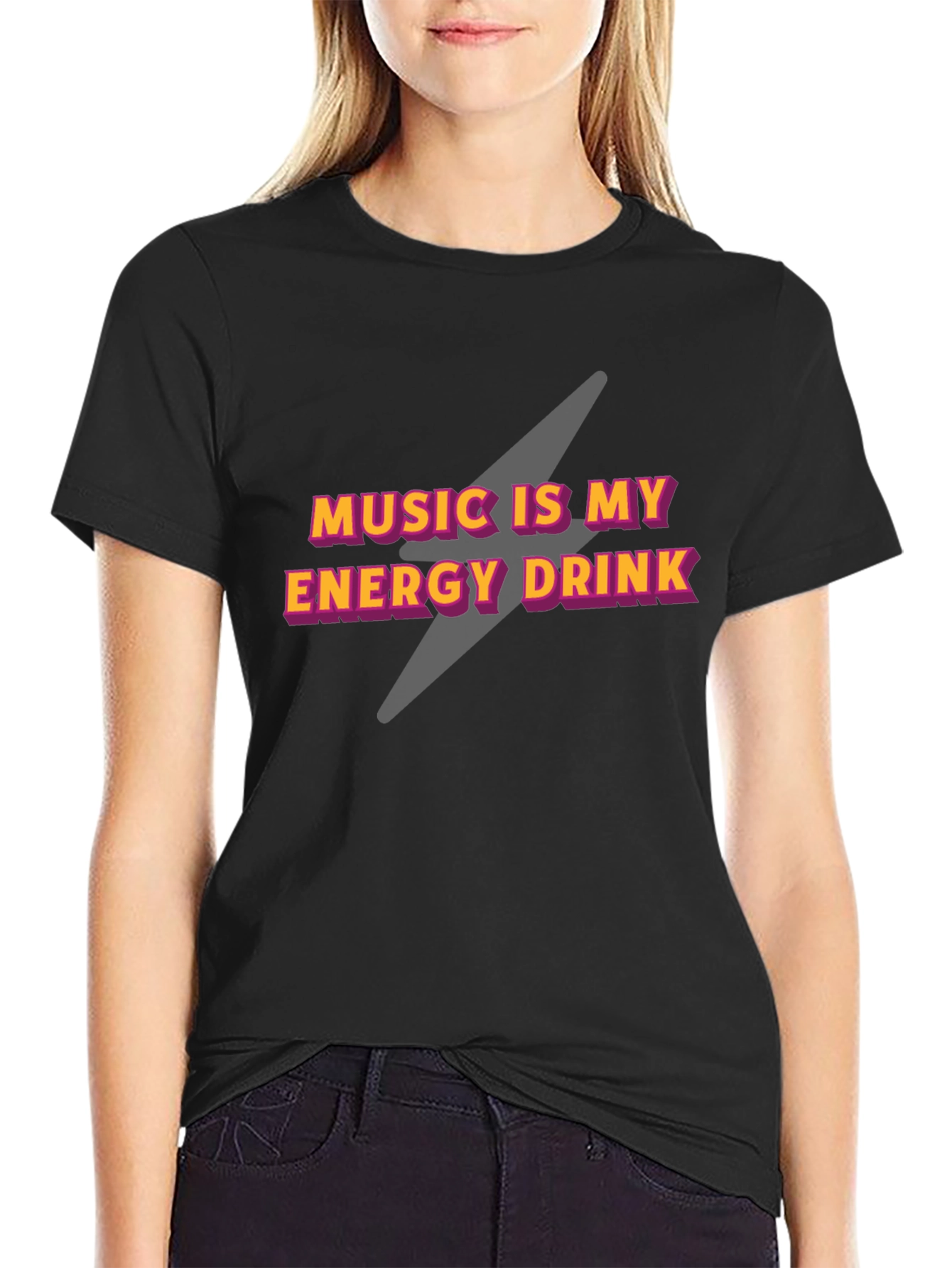 Music Is My Energy Drink Graphic Tee - Black