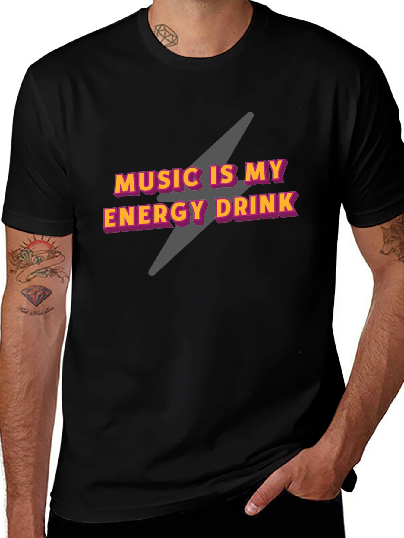 Music Is My Energy Drink Graphic Tee - Black