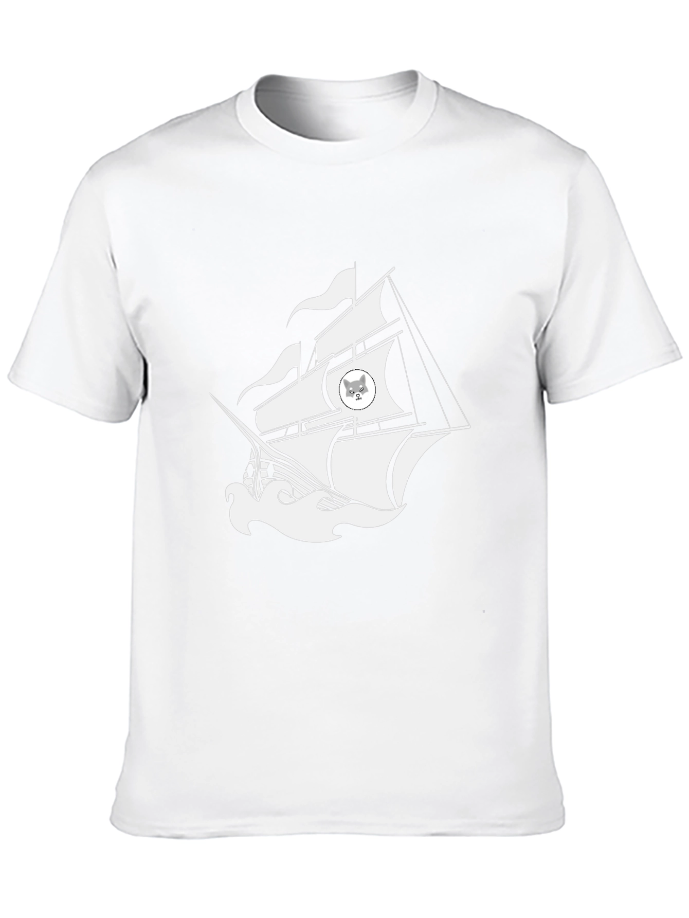 Nautical Cat Ship Graphic Black T-Shirt