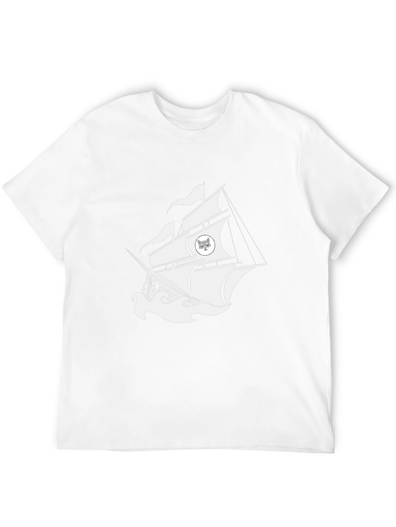 Nautical Cat Ship Graphic Black T-Shirt