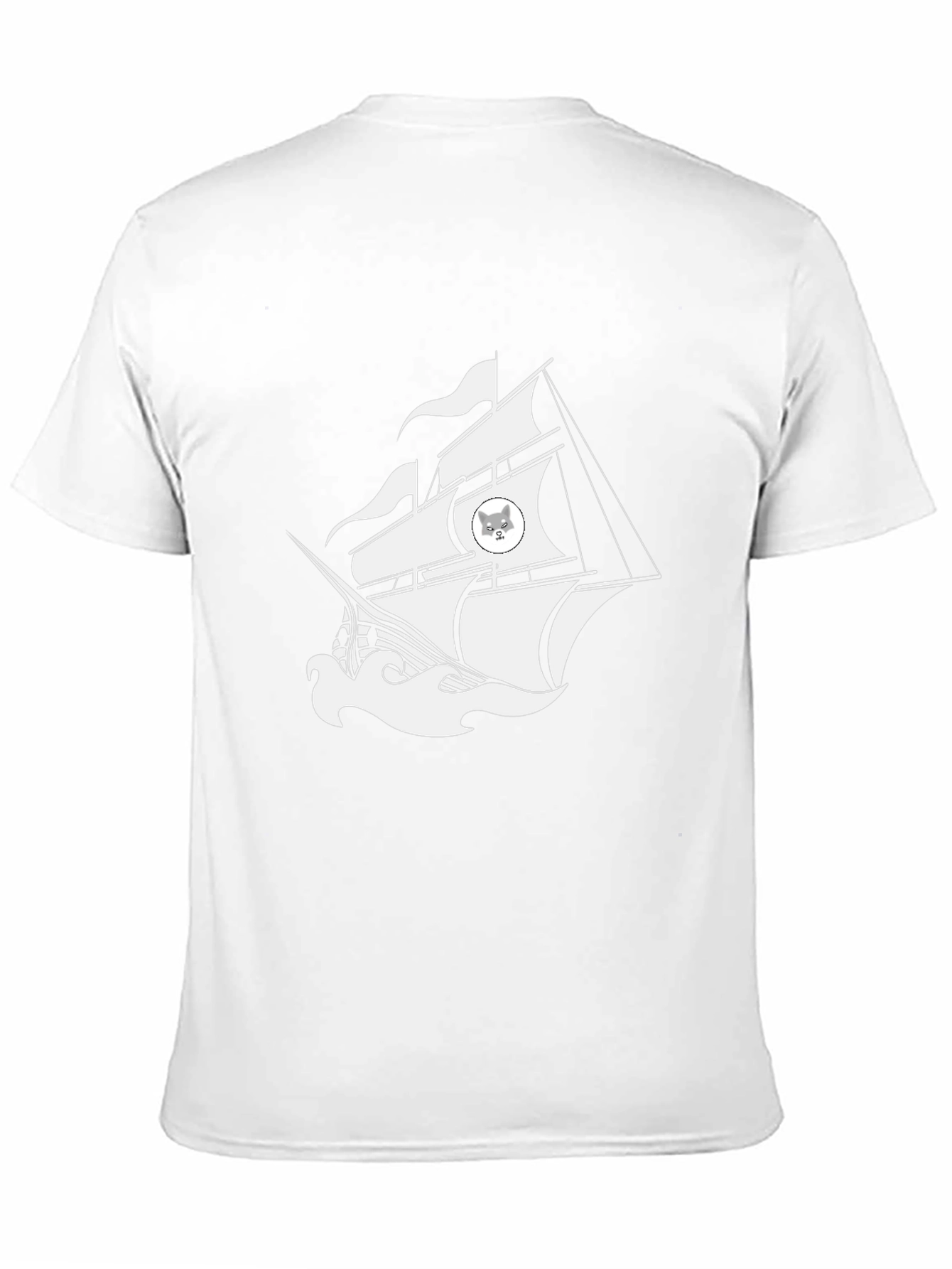Nautical Cat Ship Graphic Black T-Shirt