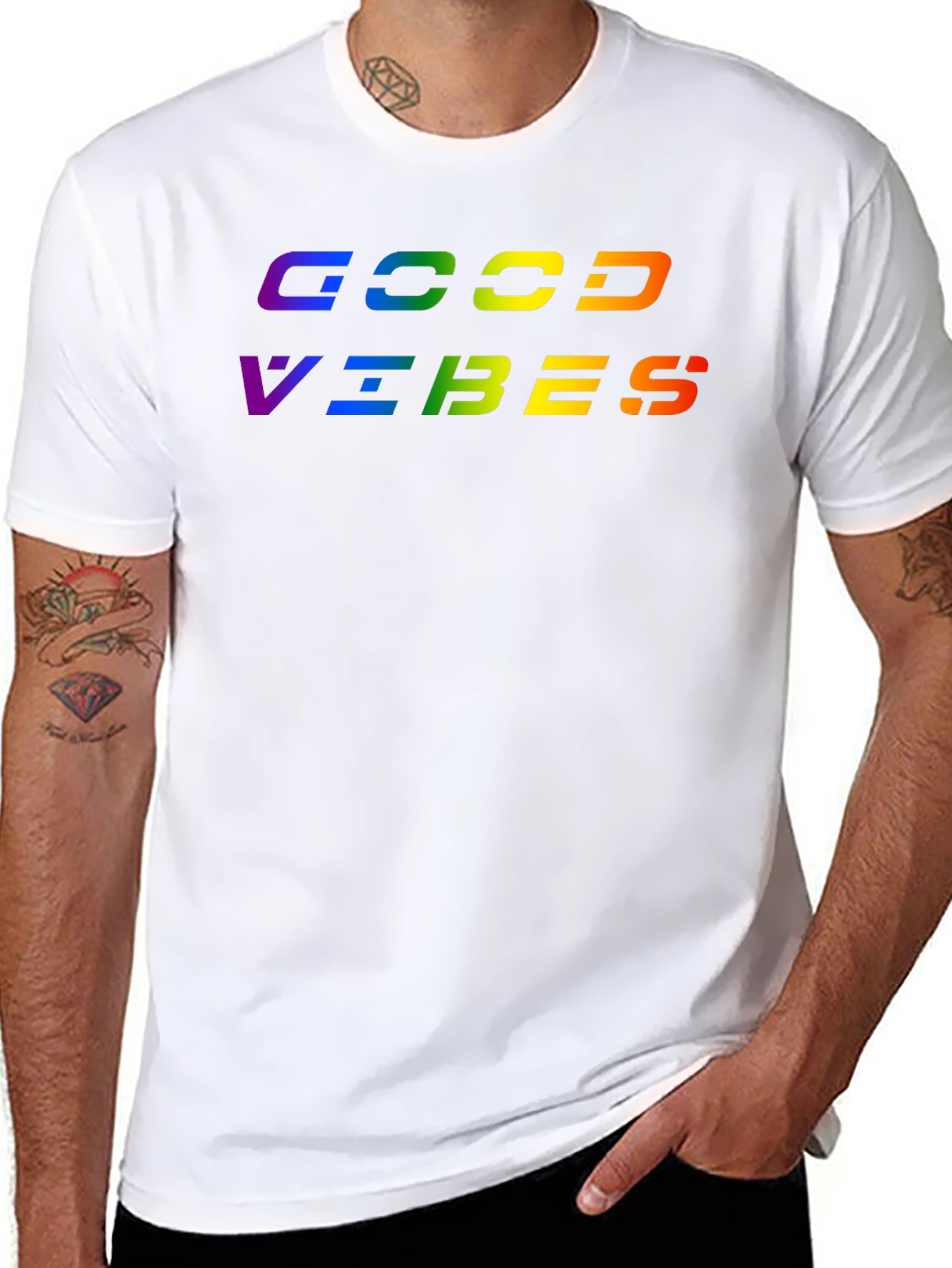 Rainbow Good Vibes Black T-Shirt