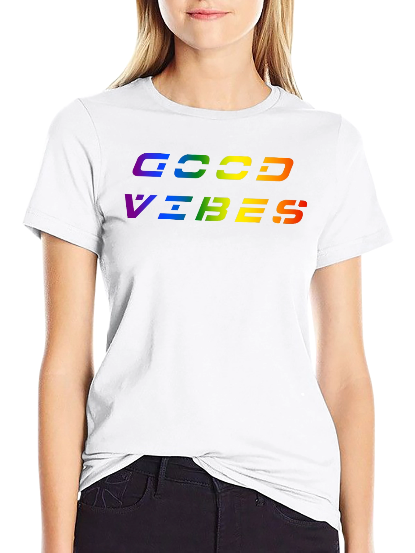 Rainbow Good Vibes Black T-Shirt