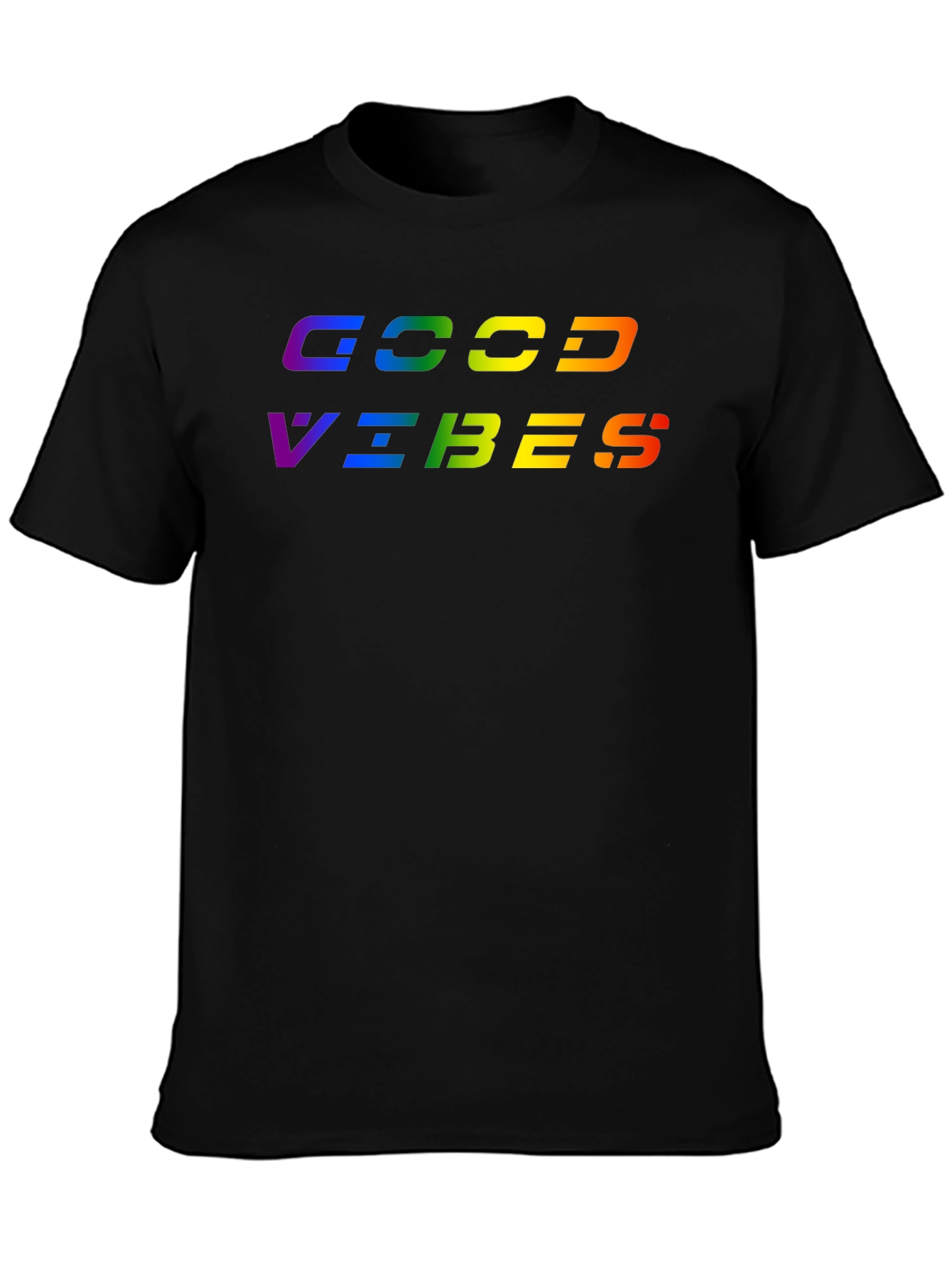 Rainbow Good Vibes Black T-Shirt