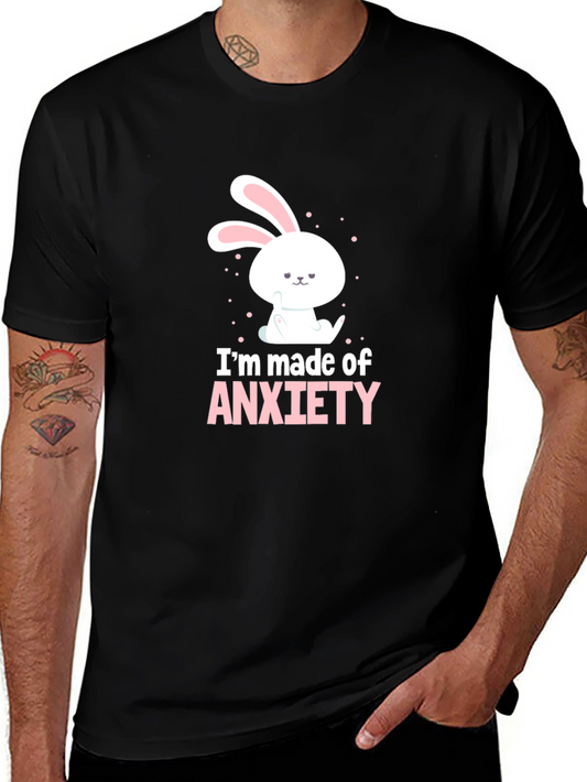 Anxiety Bunny Graphic T-Shirt - Black Cotton Tee