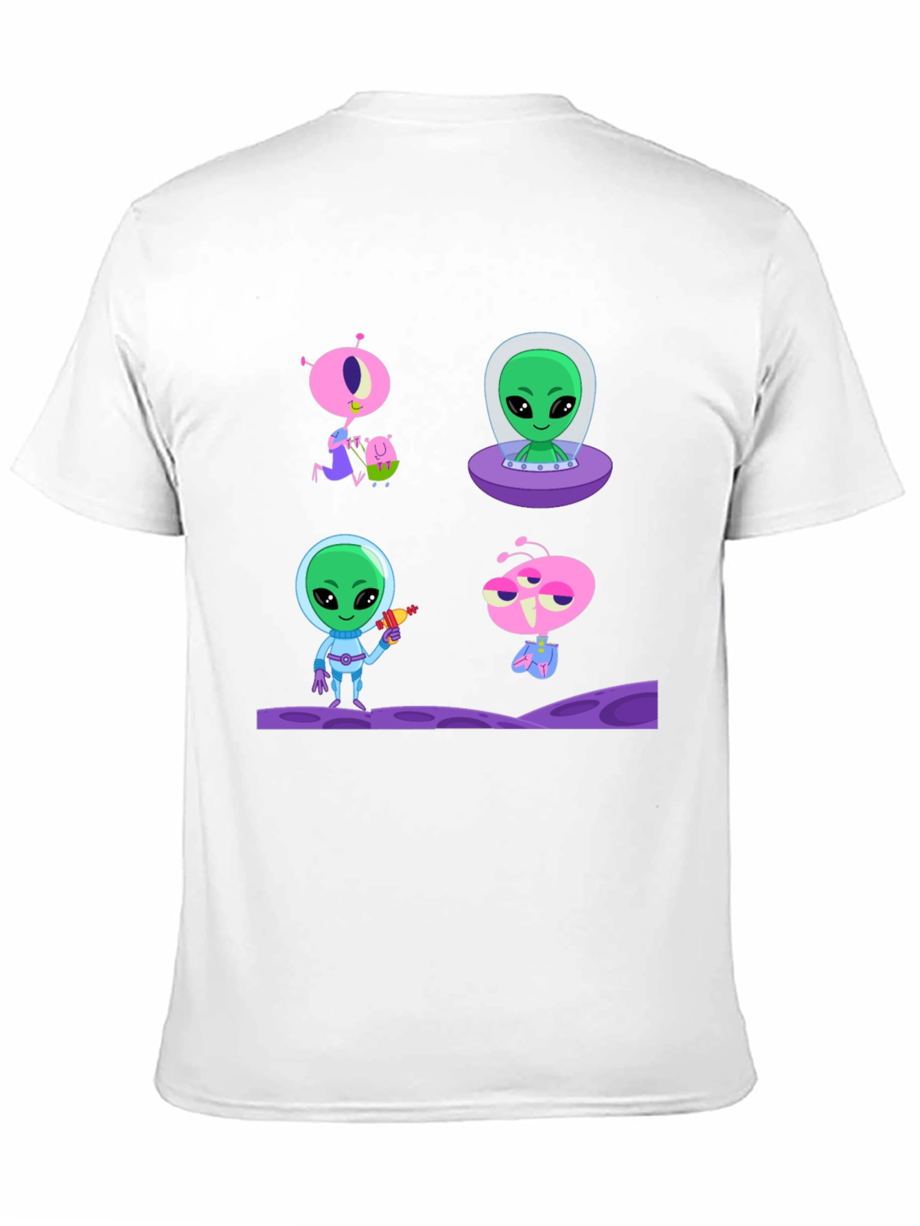 Alien Cartoon Graphic T-Shirt - Black Cotton Tee