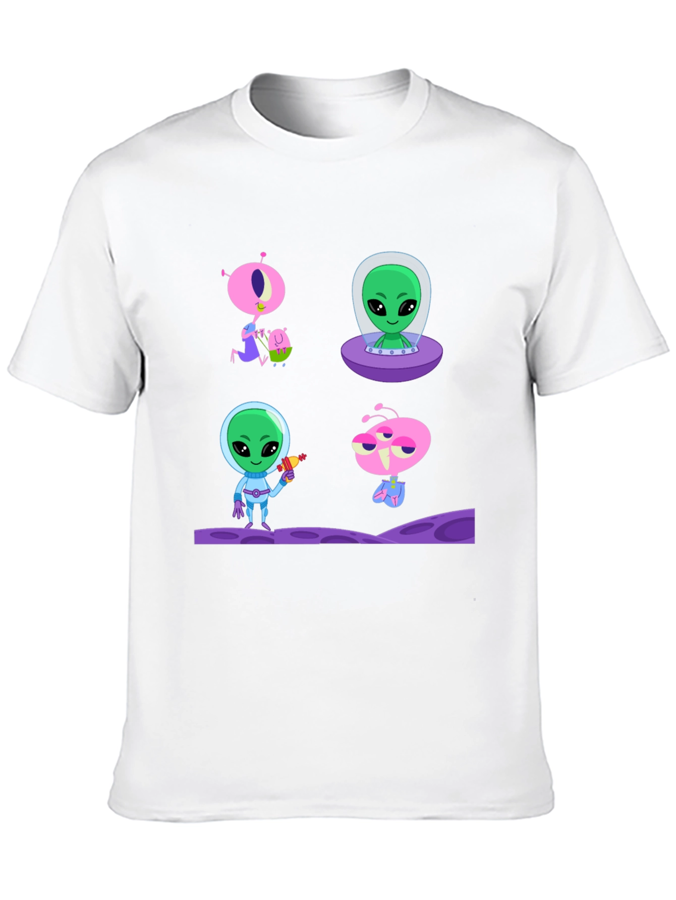 Alien Cartoon Graphic T-Shirt - Black Cotton Tee