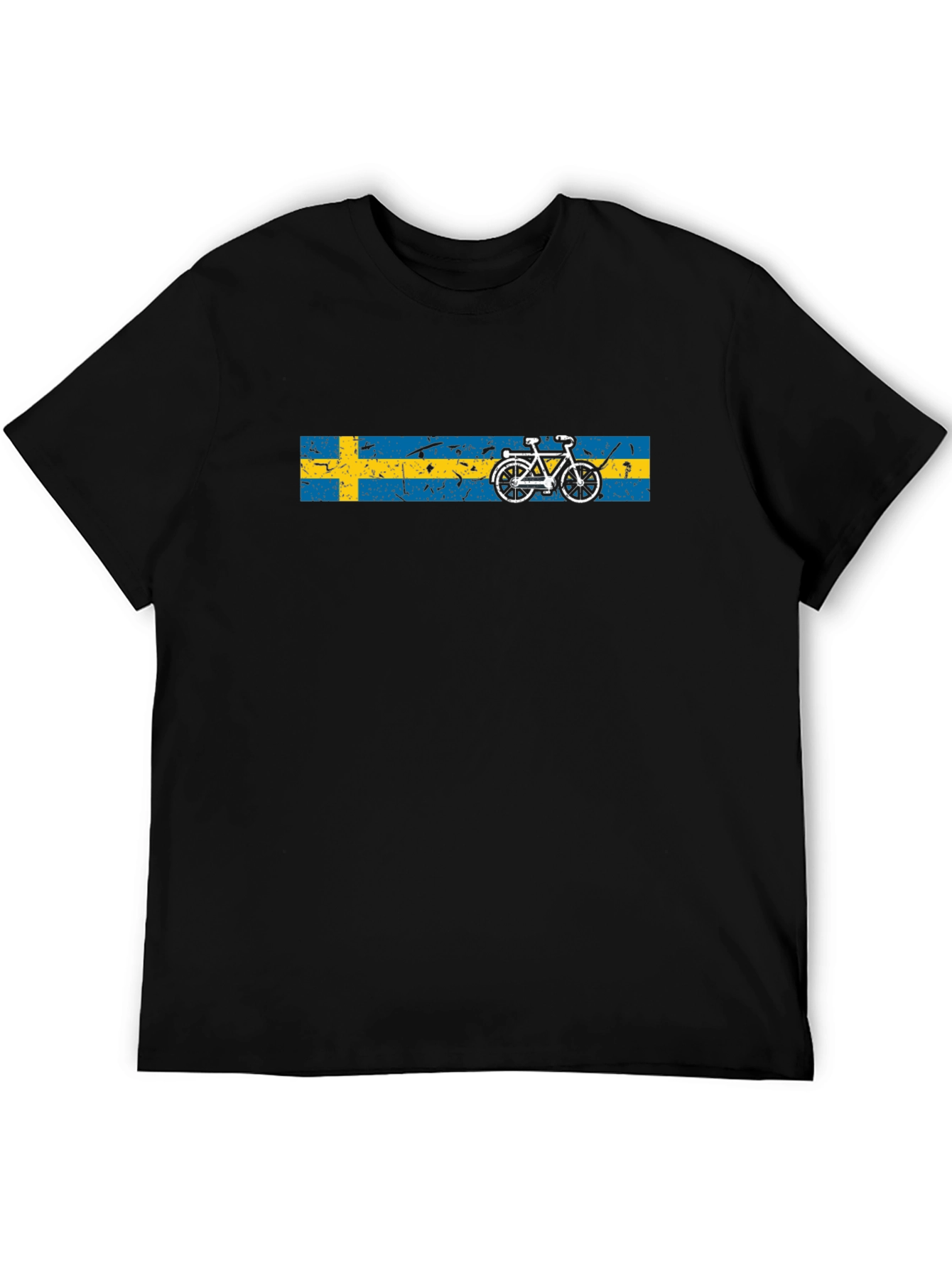 Sweden Flag Bicycle Graphic Black T-Shirt