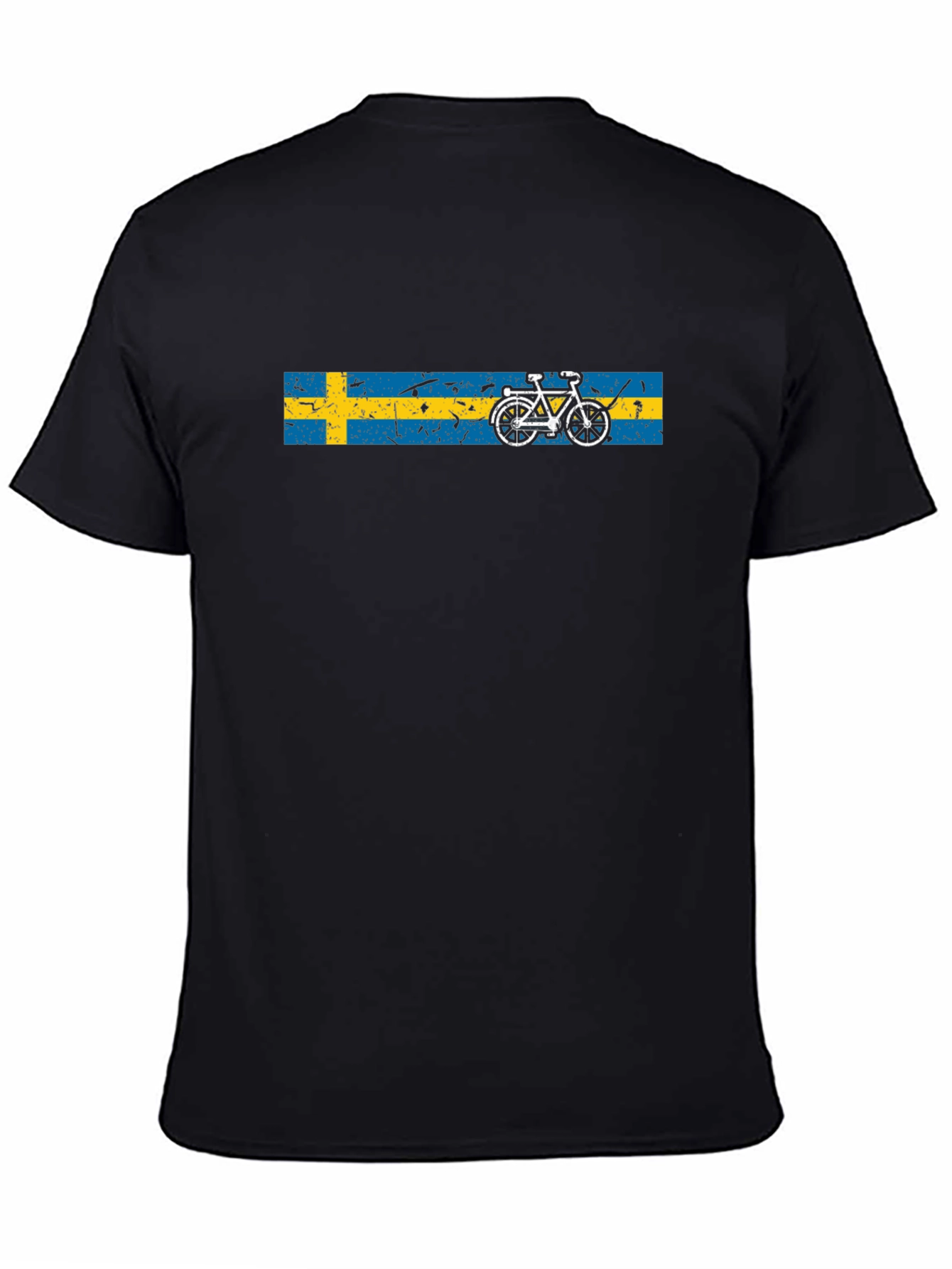 Sweden Flag Bicycle Graphic Black T-Shirt
