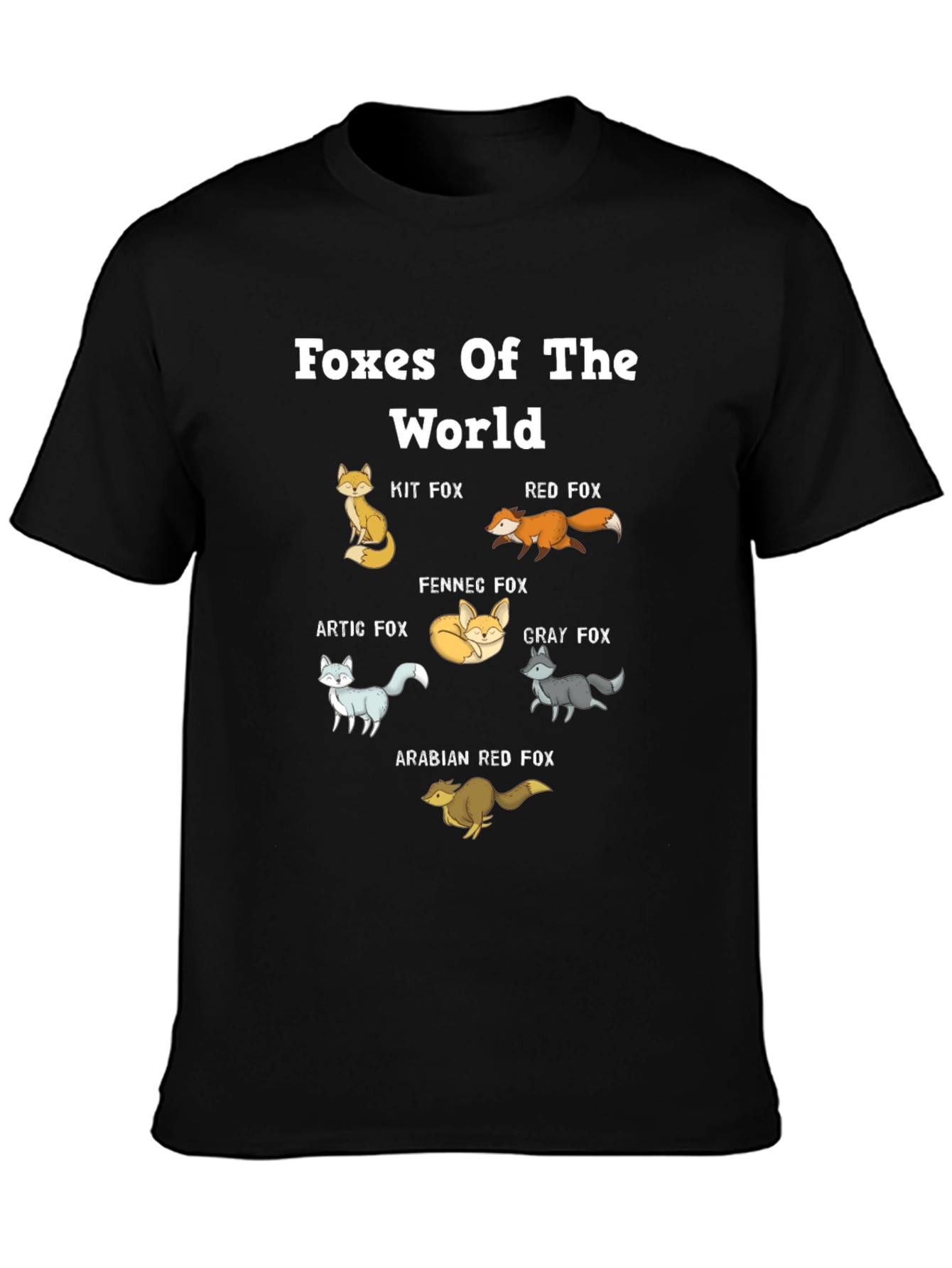 Foxes of the World Black Graphic Tee