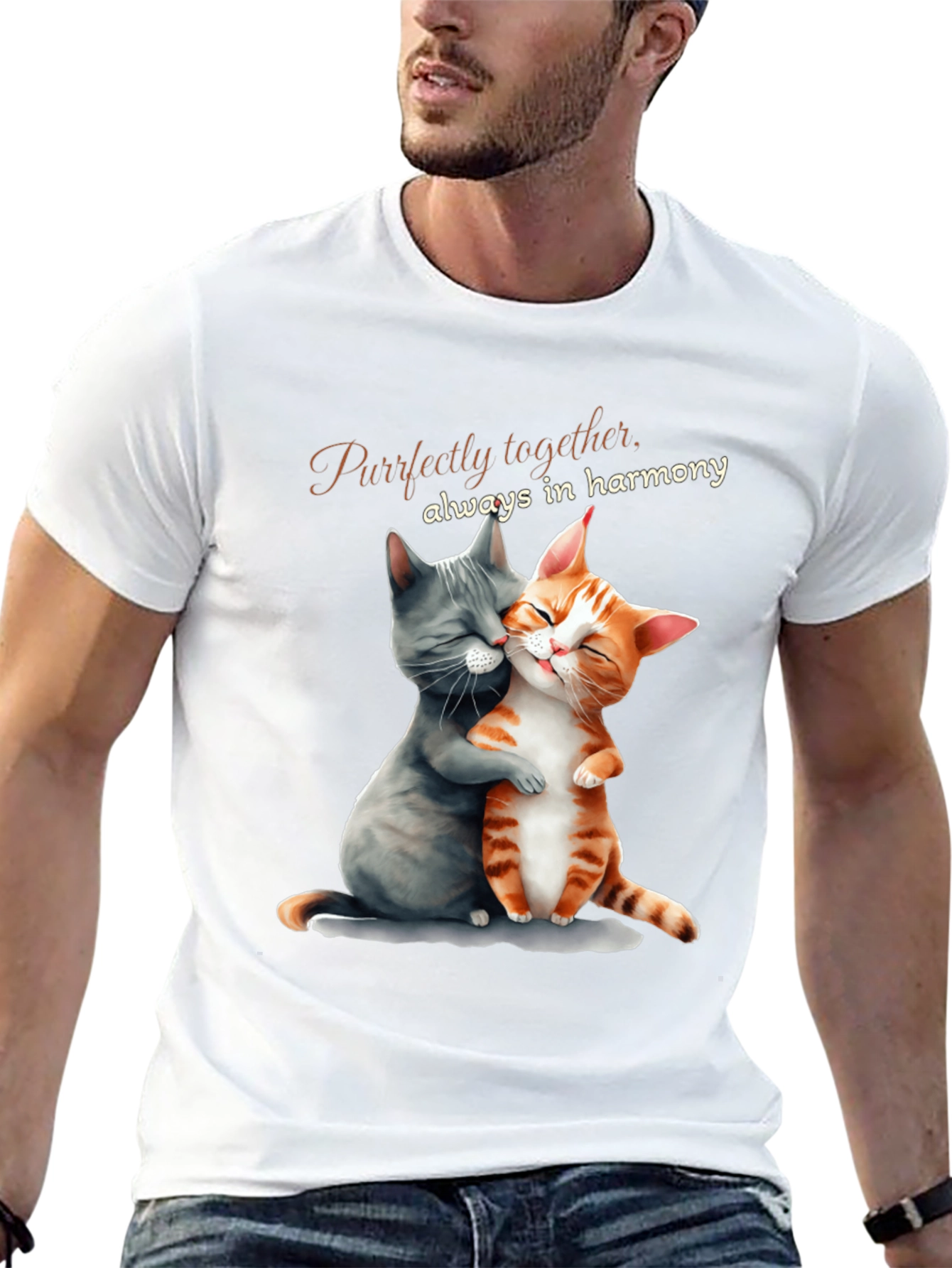 Purrfectly Together T-Shirt: Cat Lovers Harmony
