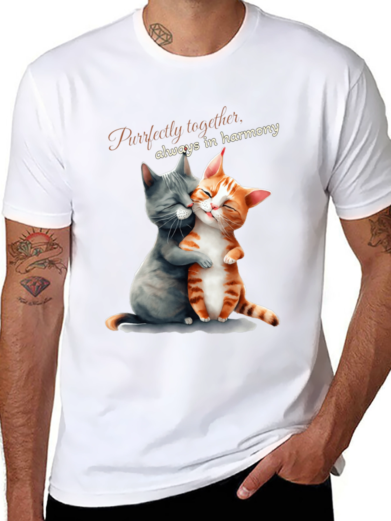 Purrfectly Together T-Shirt: Cat Lovers Harmony