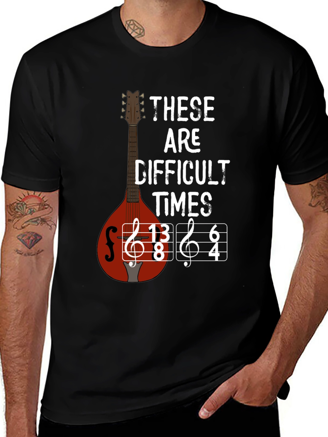 Difficult Times Music T-Shirt - Mandolin Graphic Tee