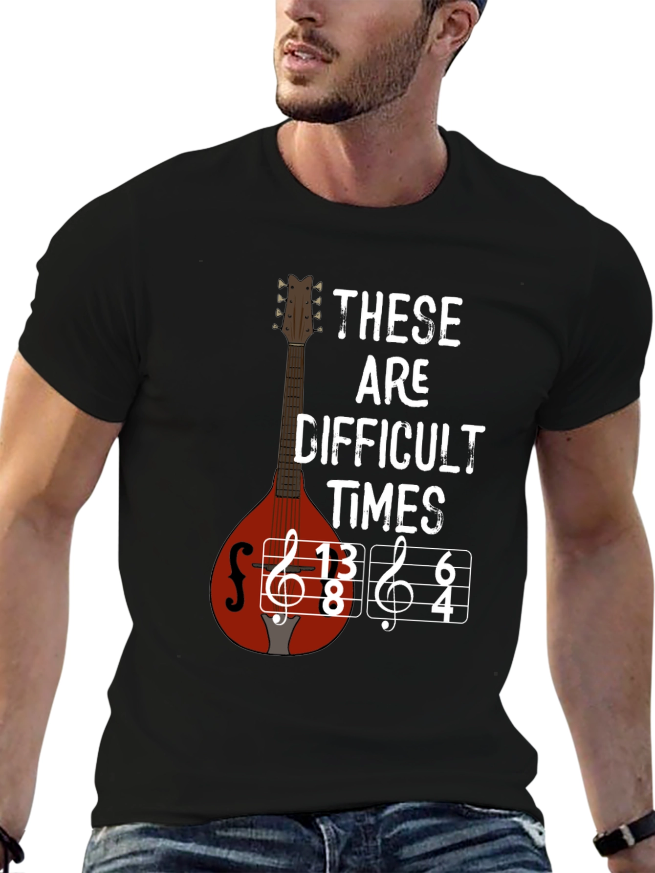 Difficult Times Music T-Shirt - Mandolin Graphic Tee