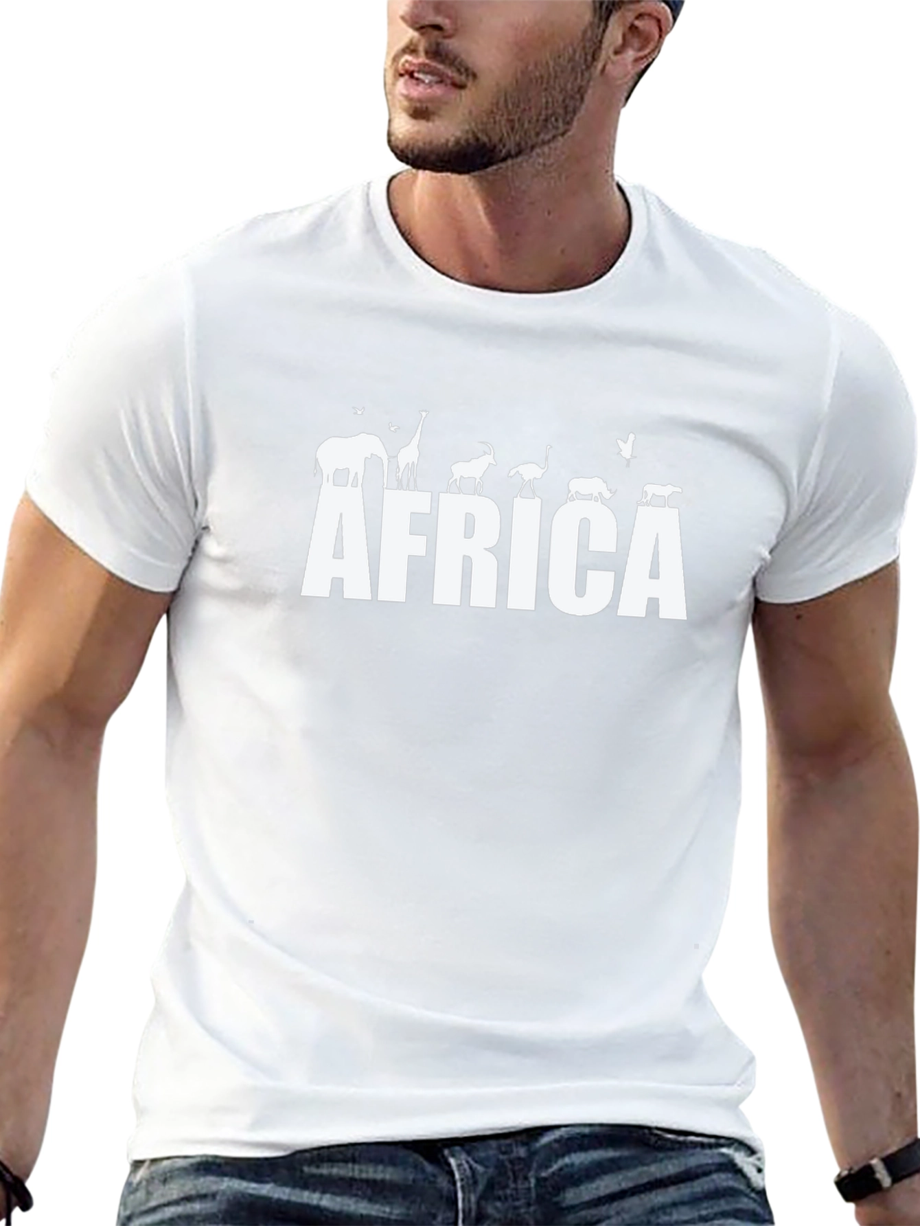 Africa Wildlife Silhouette Graphic Tee - Black