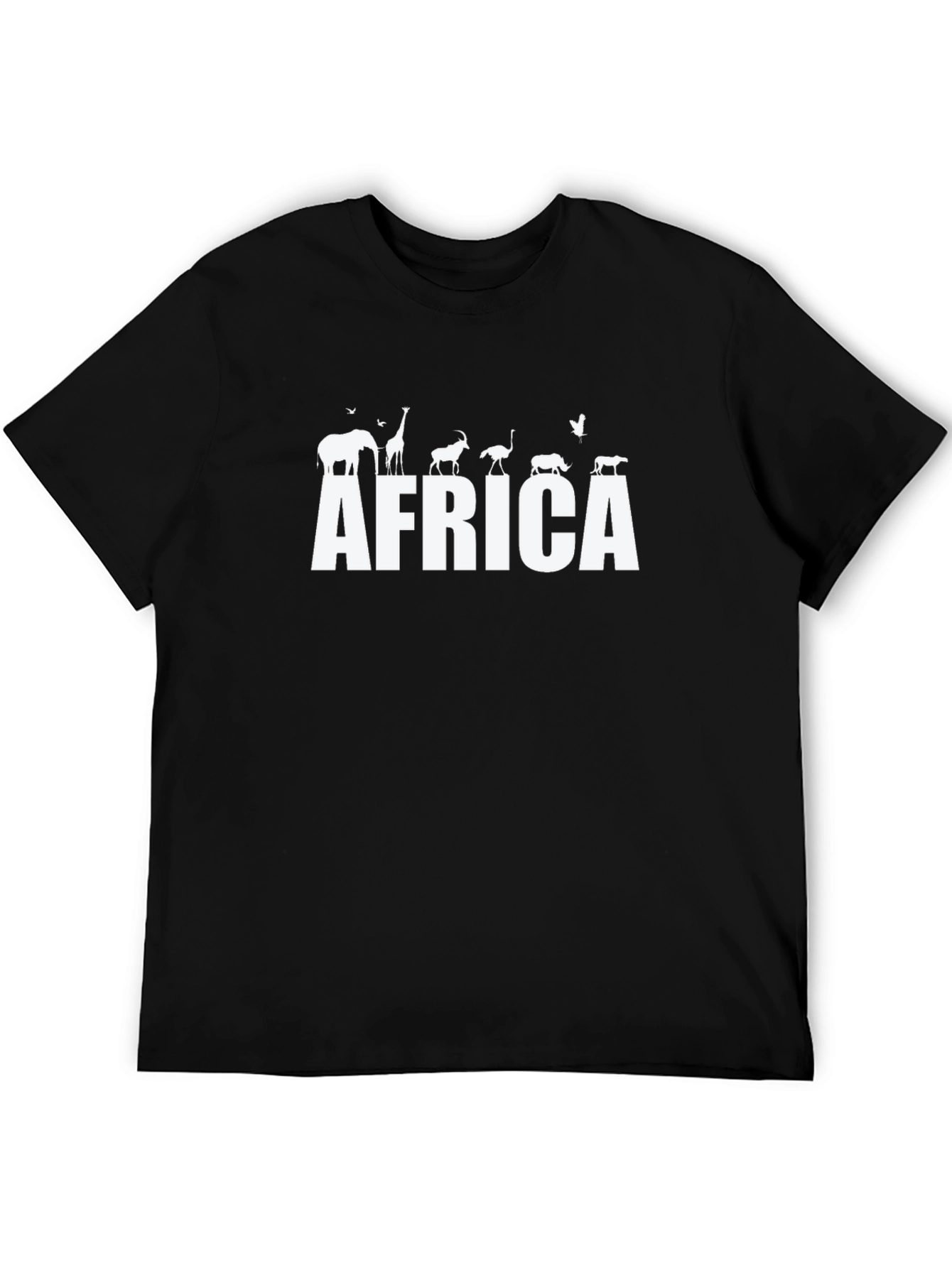 Africa Wildlife Silhouette Graphic Tee - Black