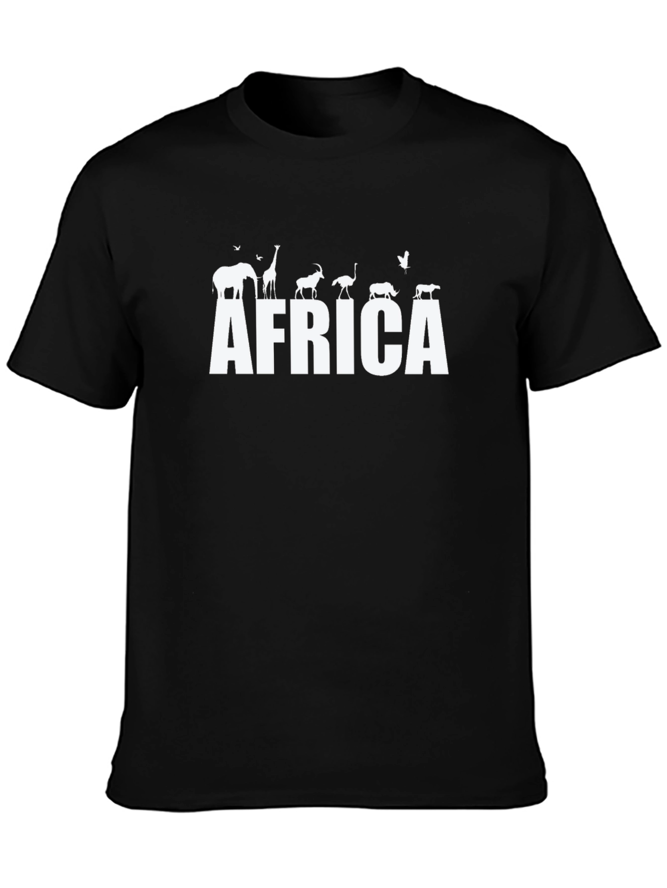 Africa Wildlife Silhouette Graphic Tee - Black