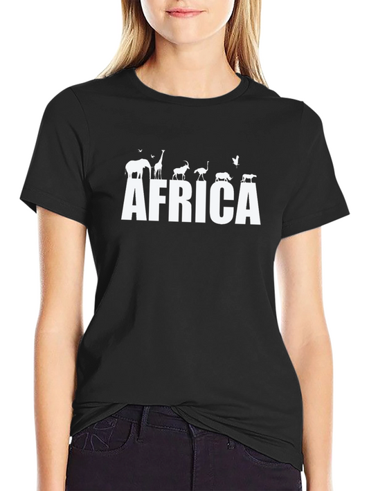 Africa Wildlife Silhouette Graphic Tee - Black
