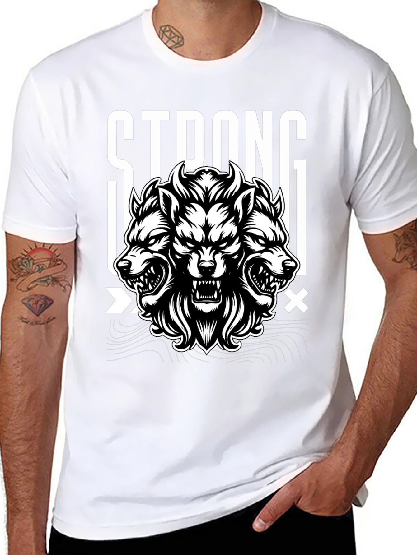 Strong Wolf Graphic Tee - Black