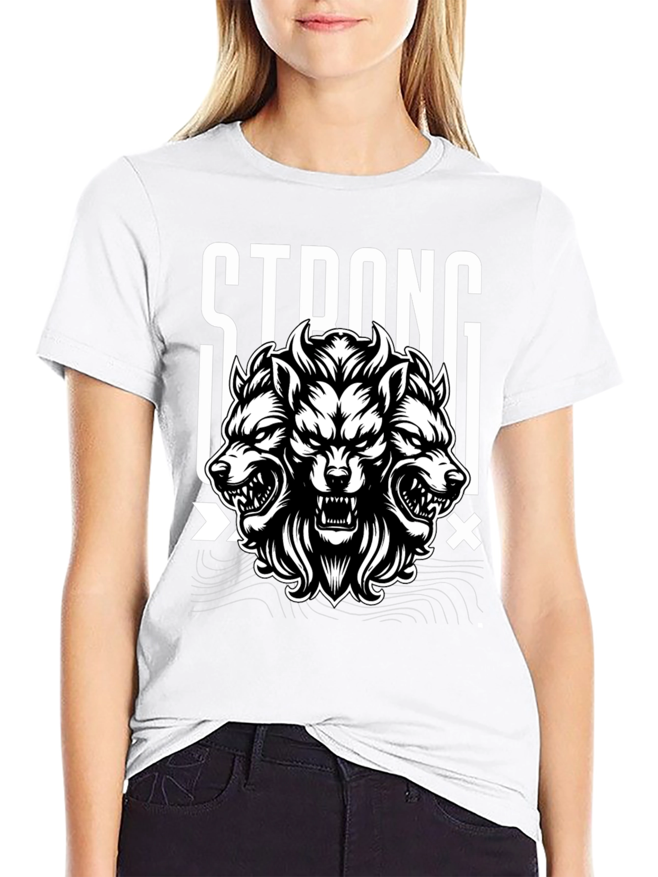 Strong Wolf Graphic Tee - Black