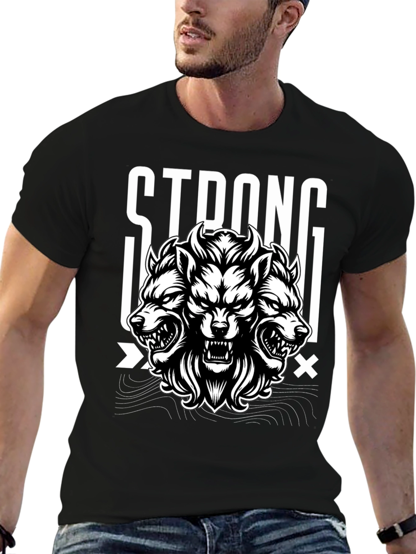 Strong Wolf Graphic Tee - Black