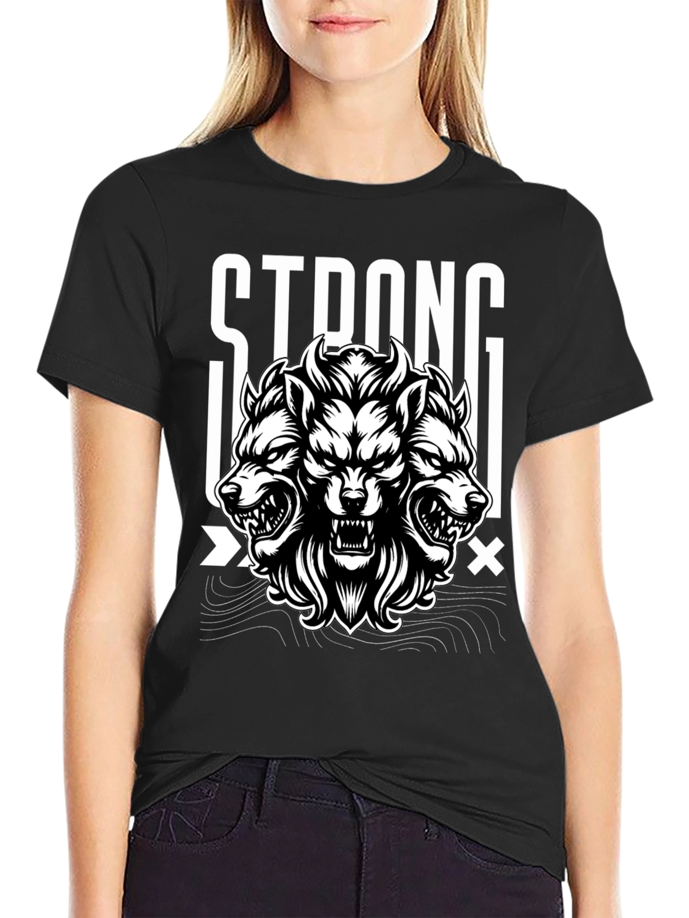 Strong Wolf Graphic Tee - Black