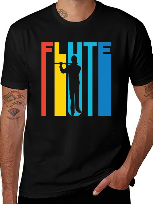 Retro Flute Player Graphic Tee - Music Lover Shirt