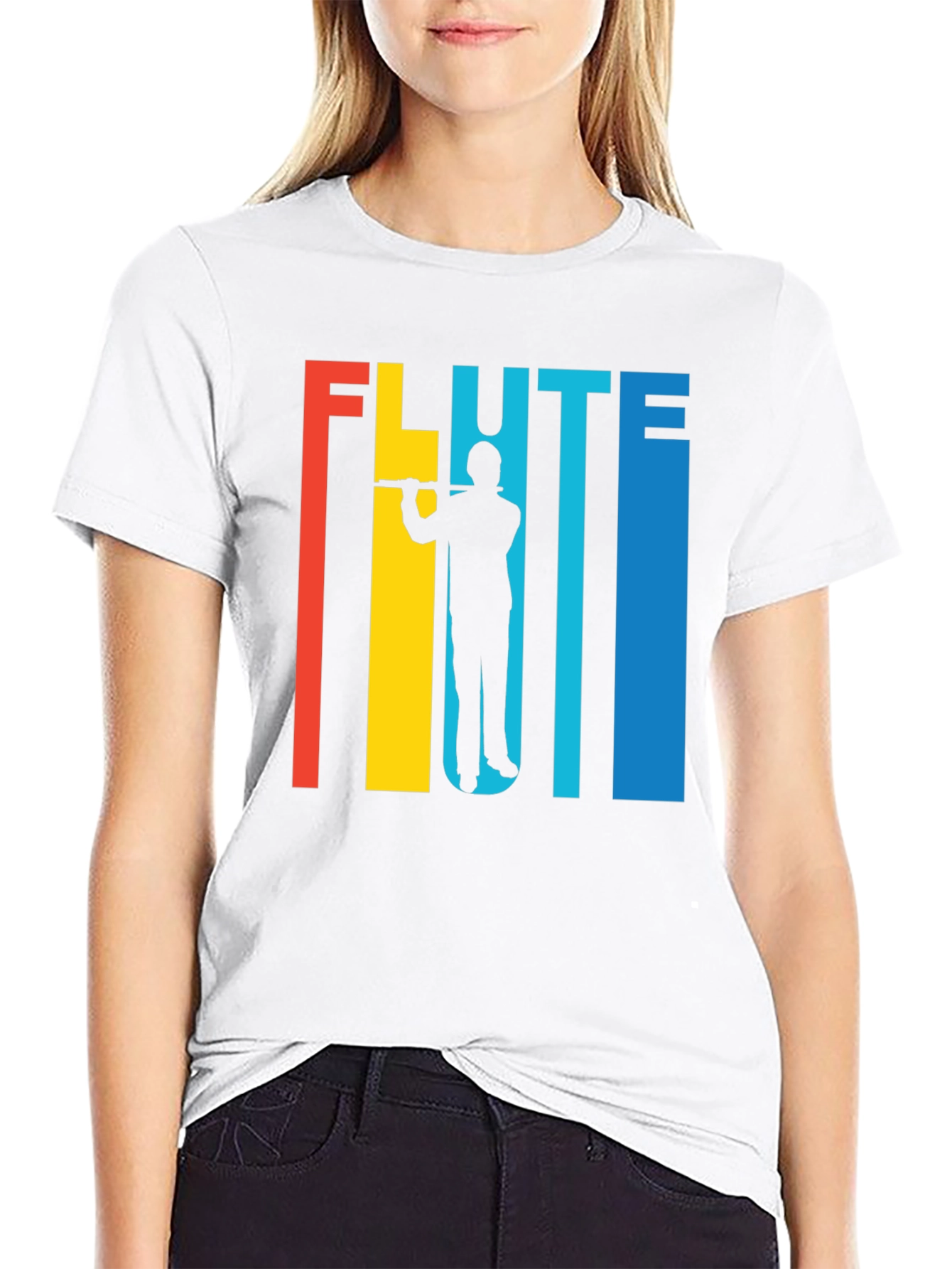 Retro Flute Player Graphic Tee - Music Lover Shirt