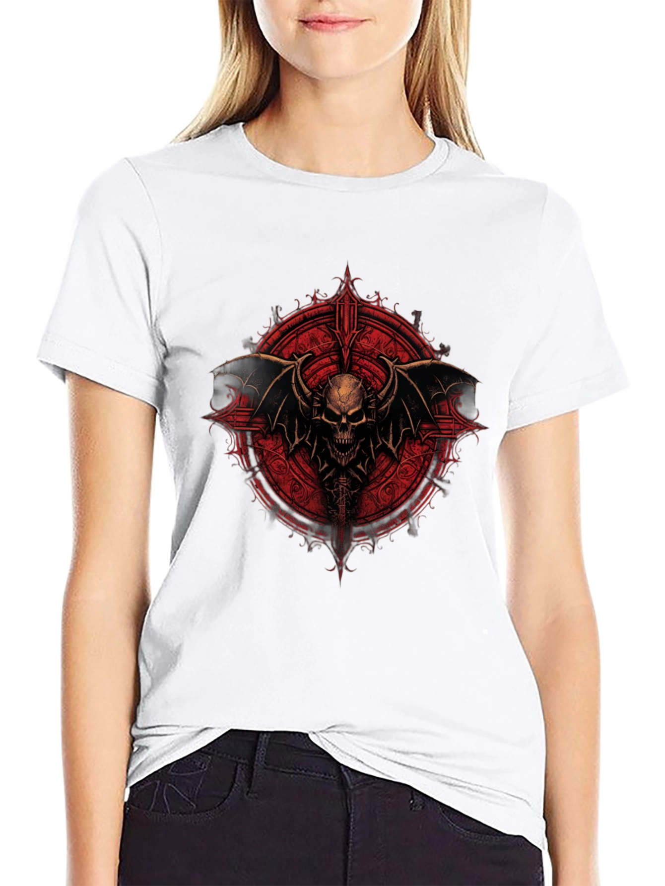 Skull Wings Graphic Tee - Black Cotton T-Shirt