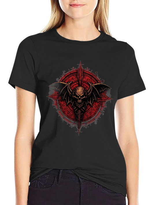 Skull Wings Graphic Tee - Black Cotton T-Shirt