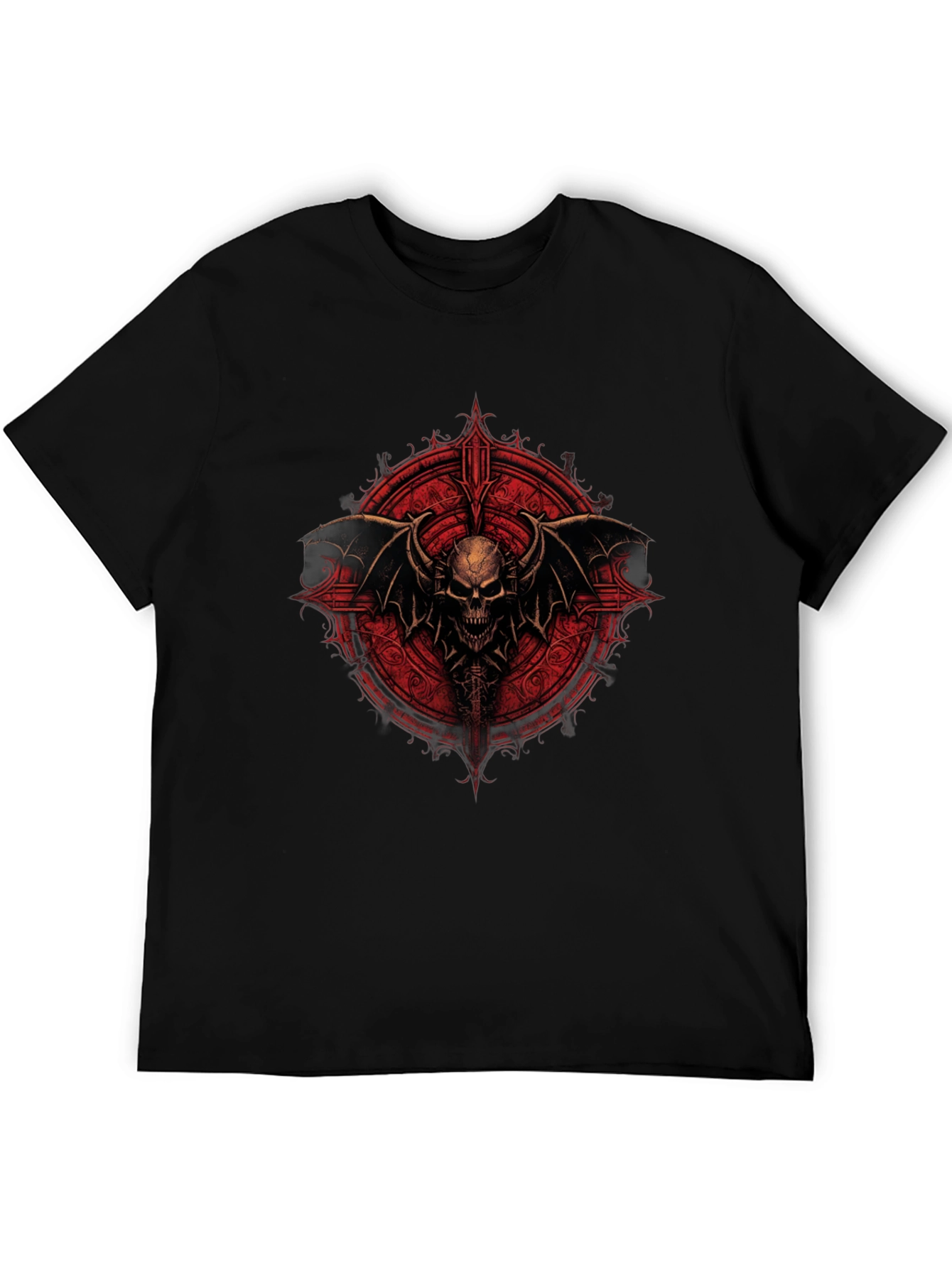 Skull Wings Graphic Tee - Black Cotton T-Shirt