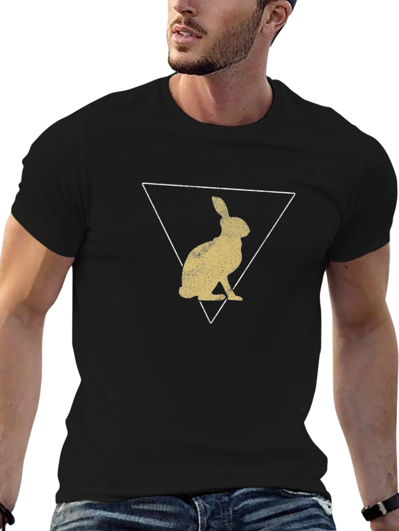 Rabbit Triangle Graphic Tee - Modern Design